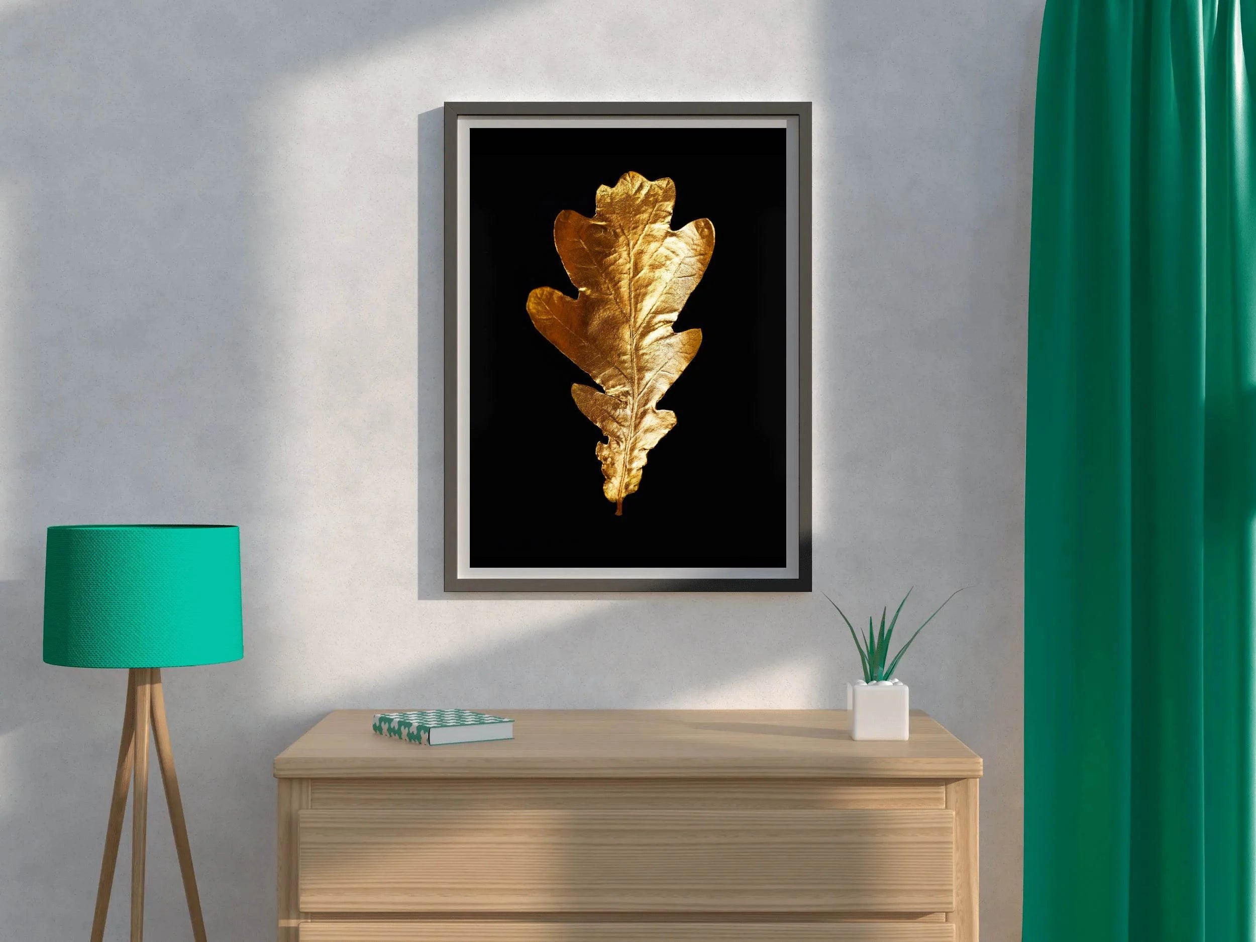 Golden Oak Leaf Wall Art - beink online art store