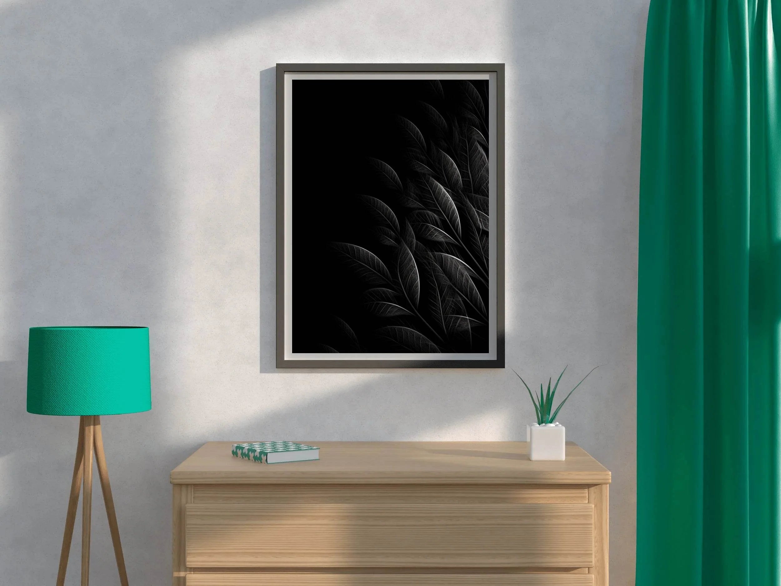Leaf Background Black & White Wall Art - beink online art store