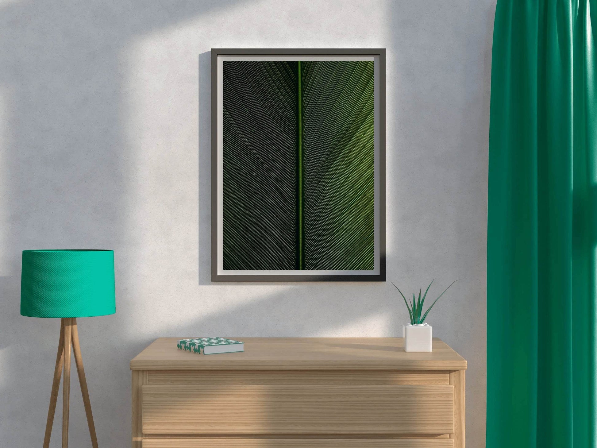 Leaf Lines Green Abstract Wall Art - beink online art store