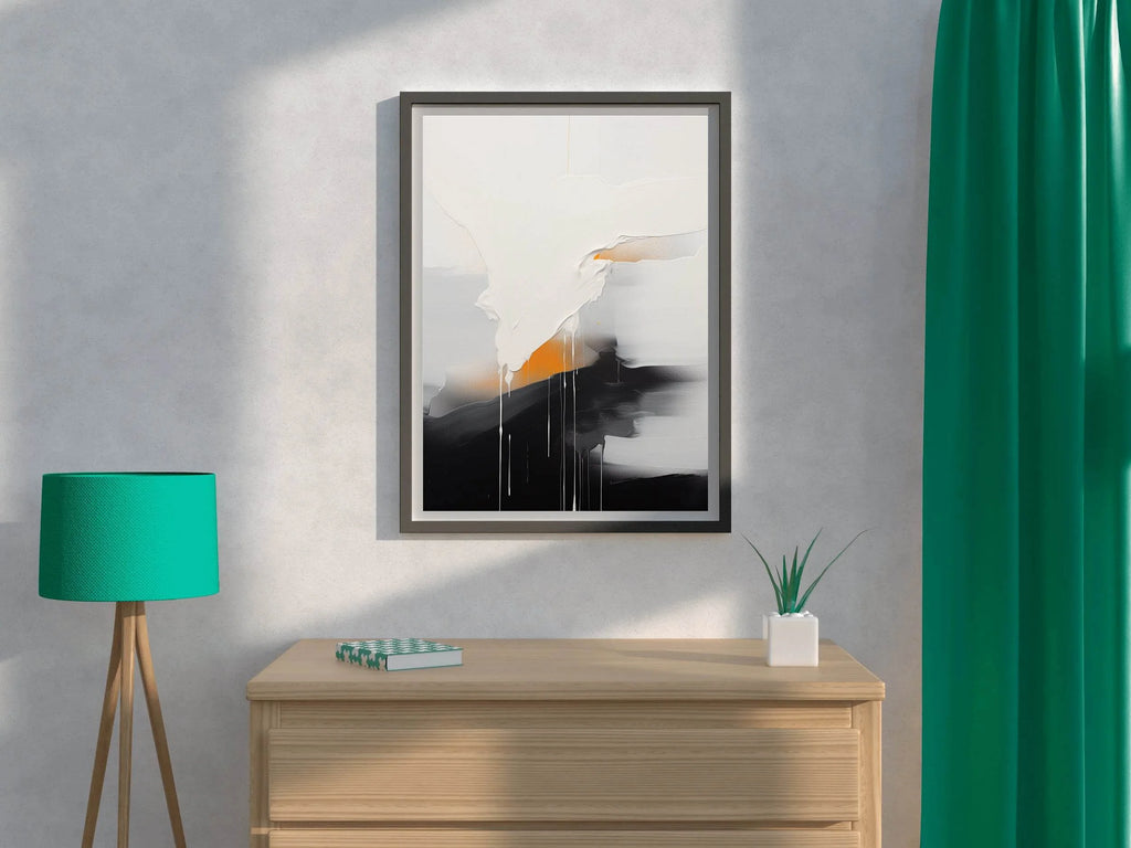 Black and White Brush Stroke Abstract Wall Art - beink online art store