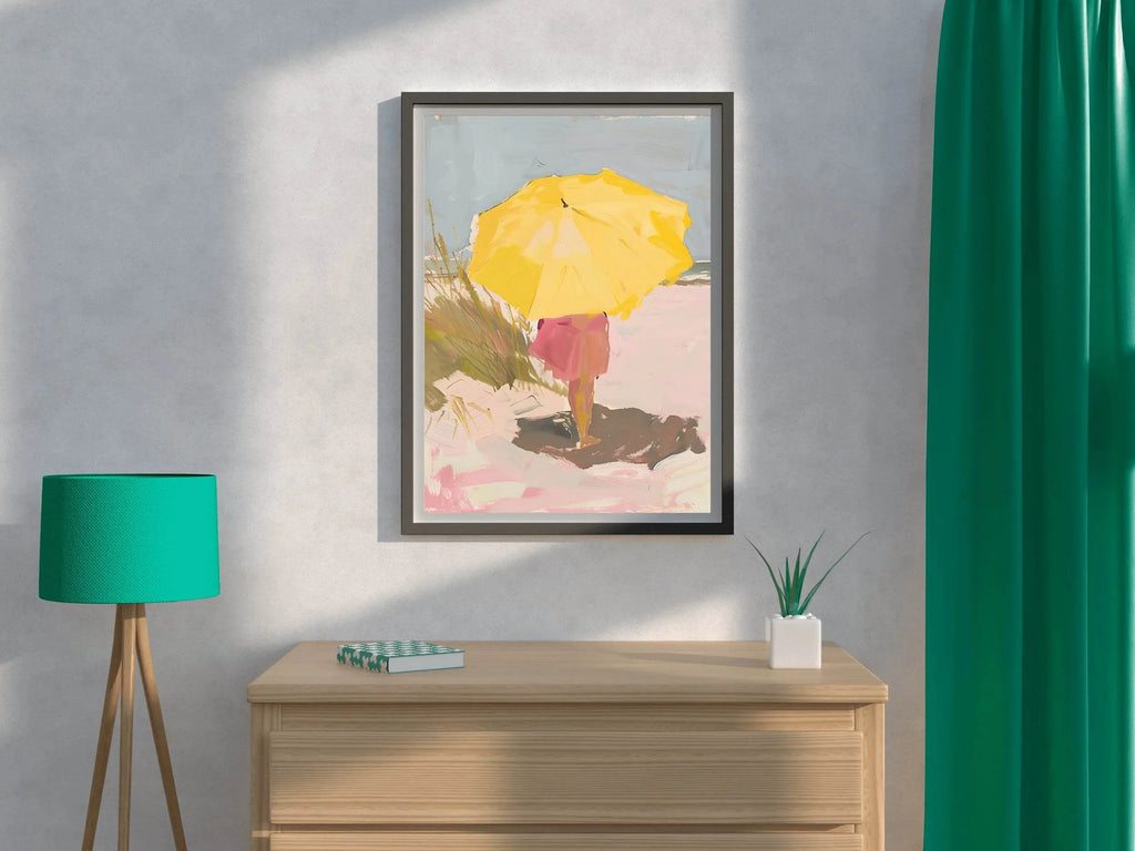 Drawing Girl With Yellow Umbrella - beink online art store