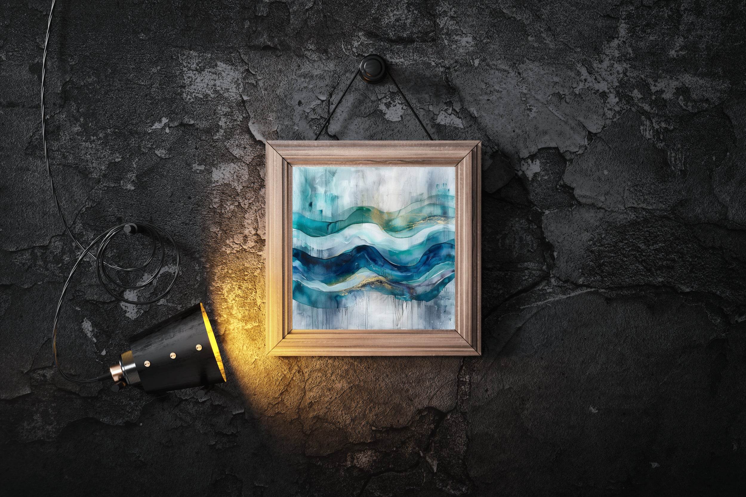Blue Mountain Brush Strokes Abstract Wall Art - beink online art store