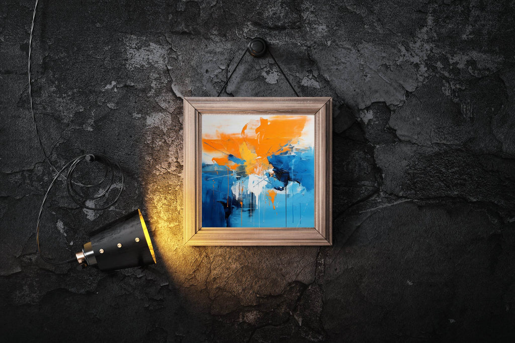 Blue and Orange Brush Stroke Abstract Wall Art - beink online art store
