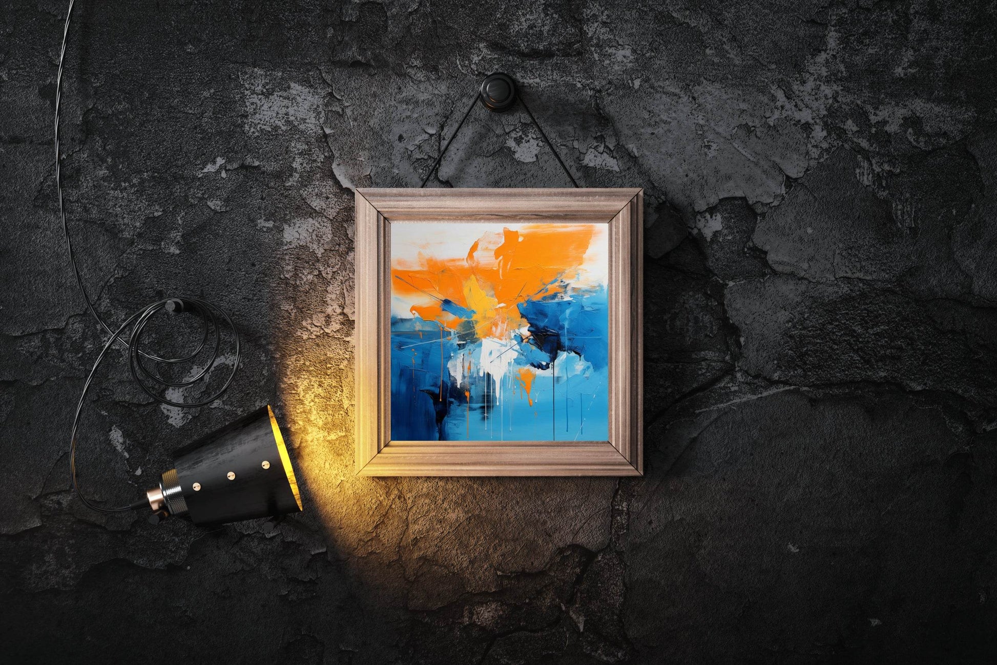 Blue and Orange Brush Stroke Abstract Wall Art - beink online art store