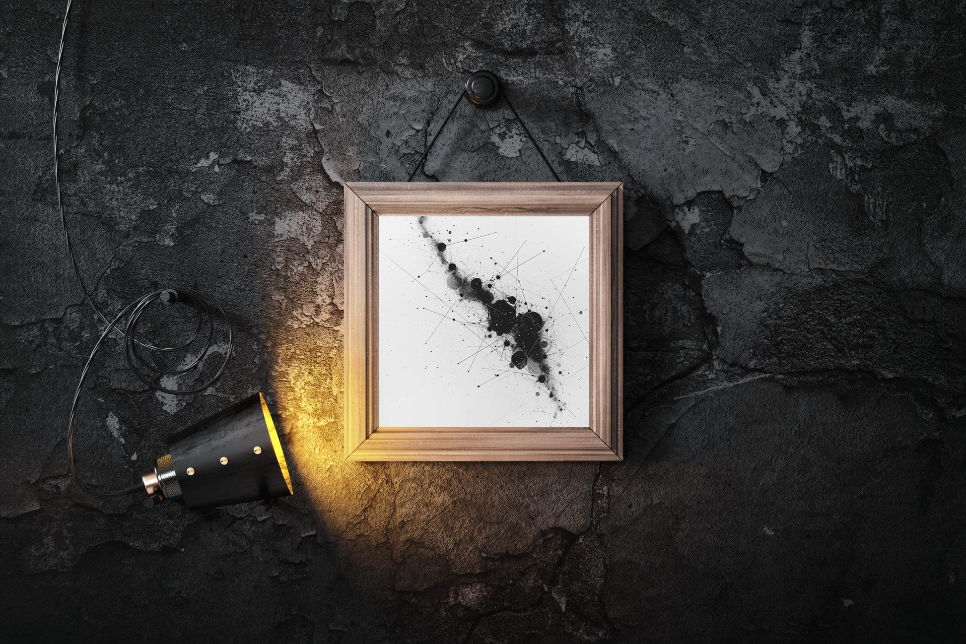 Black Geometric Nebula Modern Wall Art - beink online art store