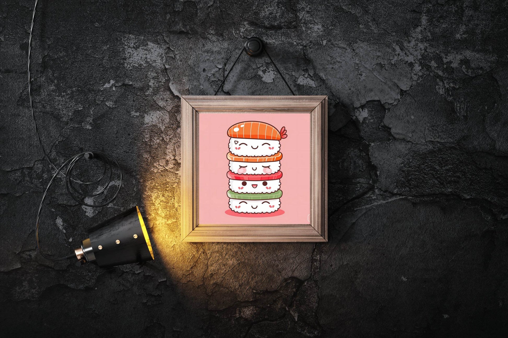 Cartoonish Painting of Cute Sushi Stack - beink online art store