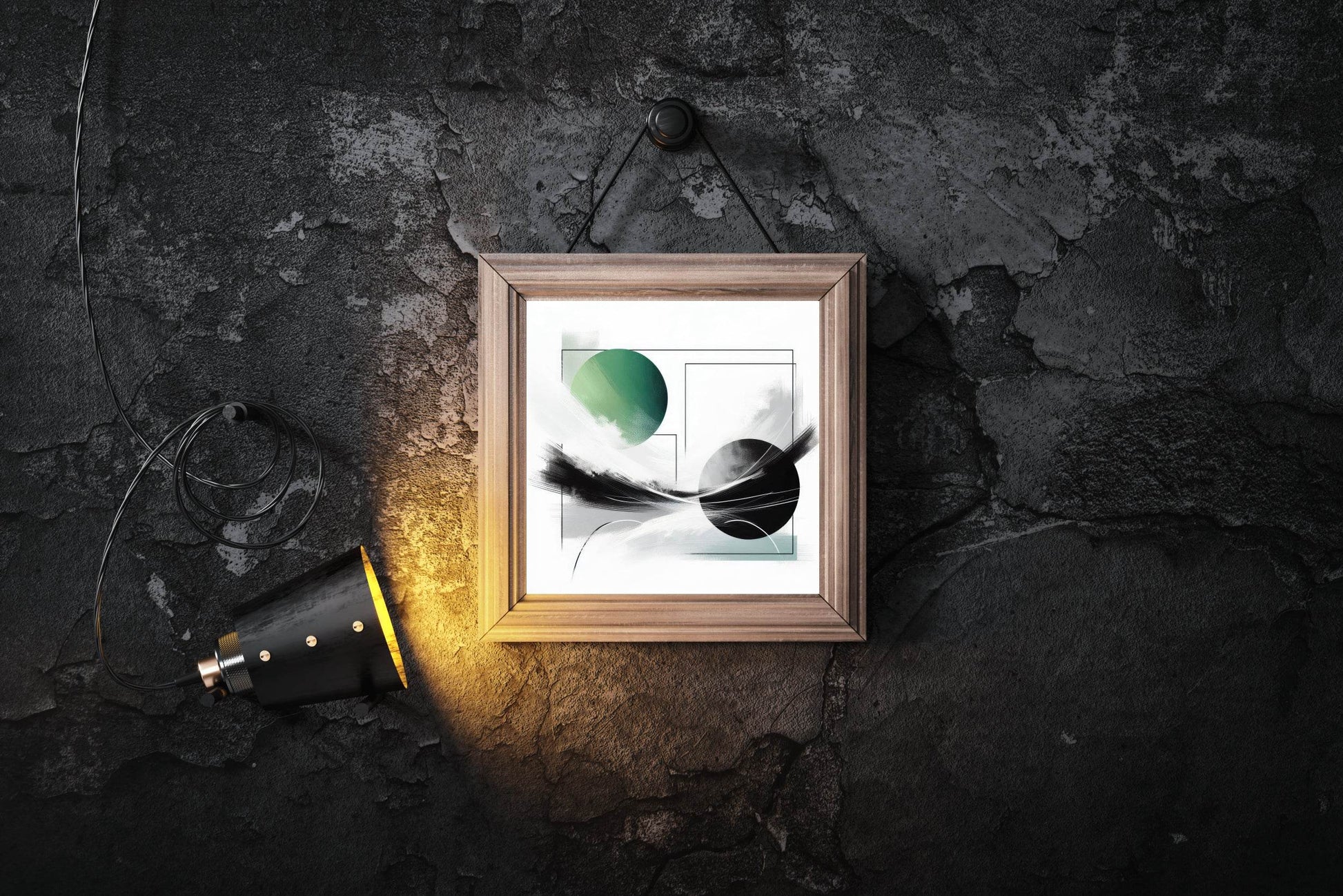 Green and Black Symmetry Abstract Wall Art - beink online art store