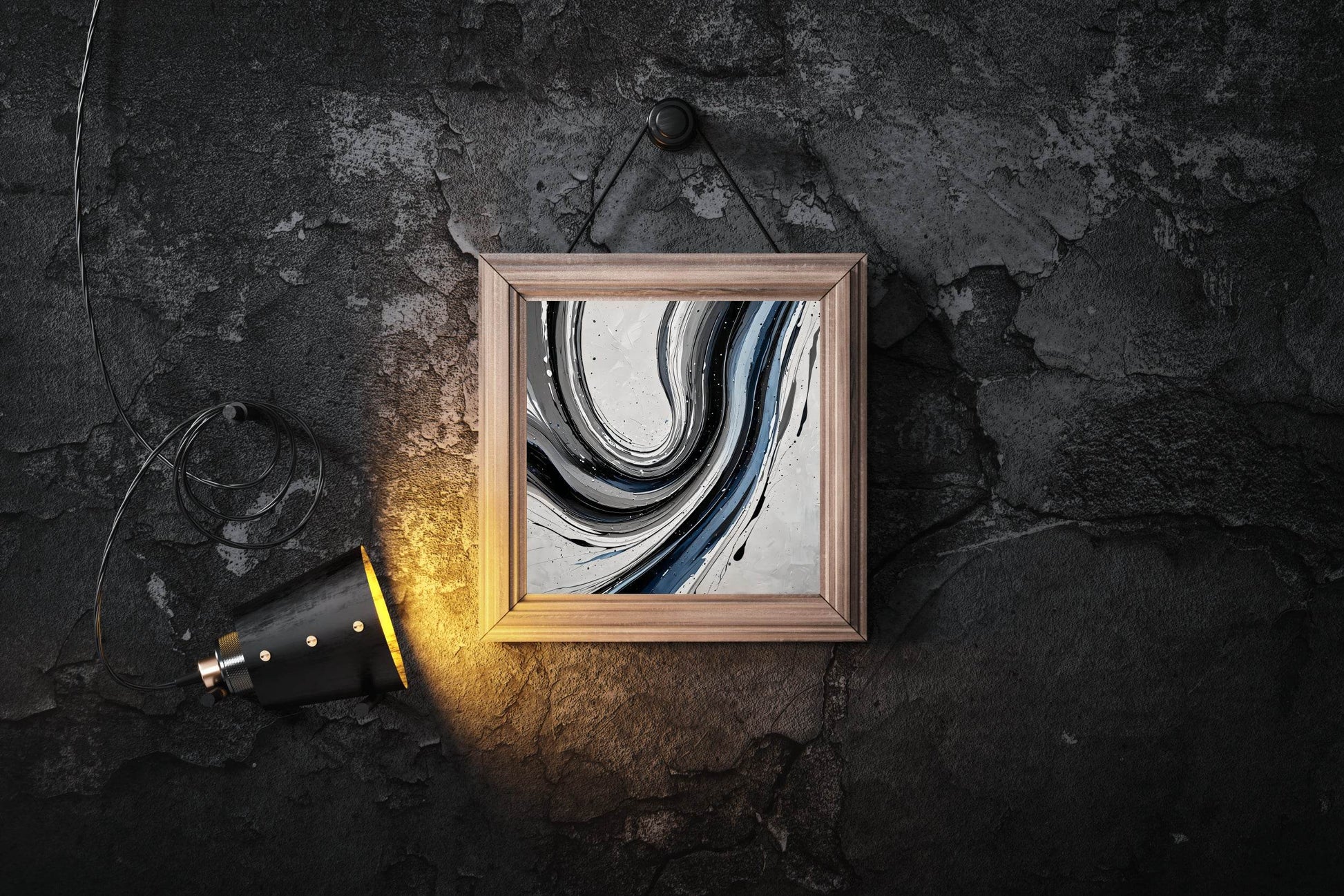 Black and White Swirl Abstract Wall Art - beink online art store
