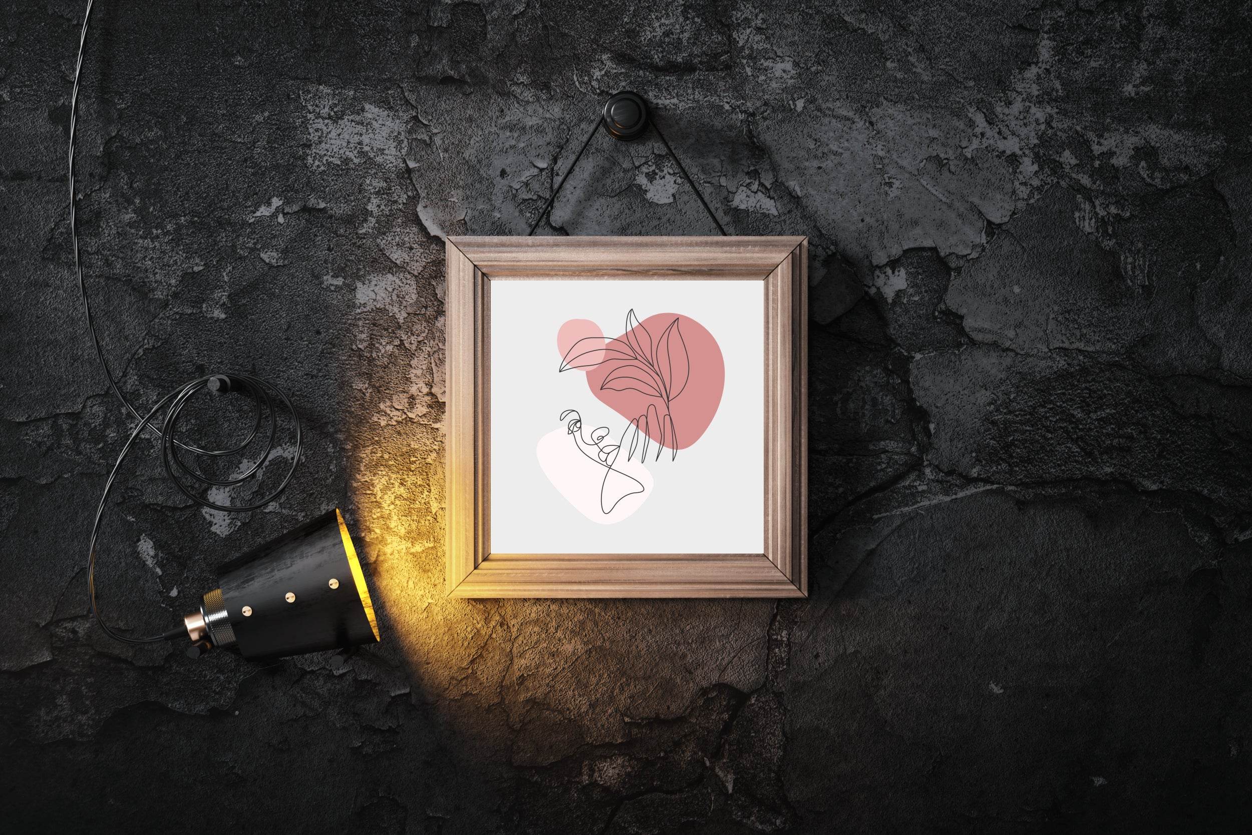 Linear Face of Woman With Flowers Wall Art - beink online art store