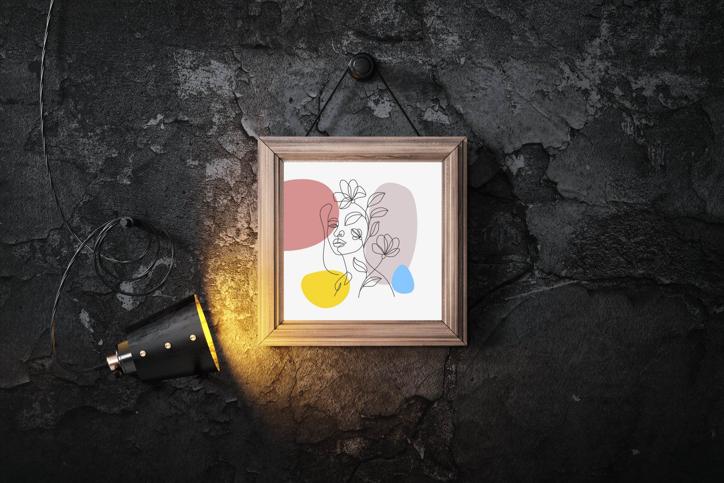Combination Woman Face With Flower Wall Art - beink online art store