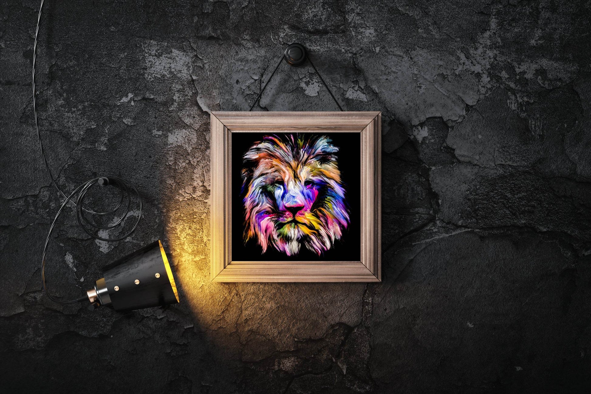 Portrait of Lion in Multicolor Paint - beink online art store