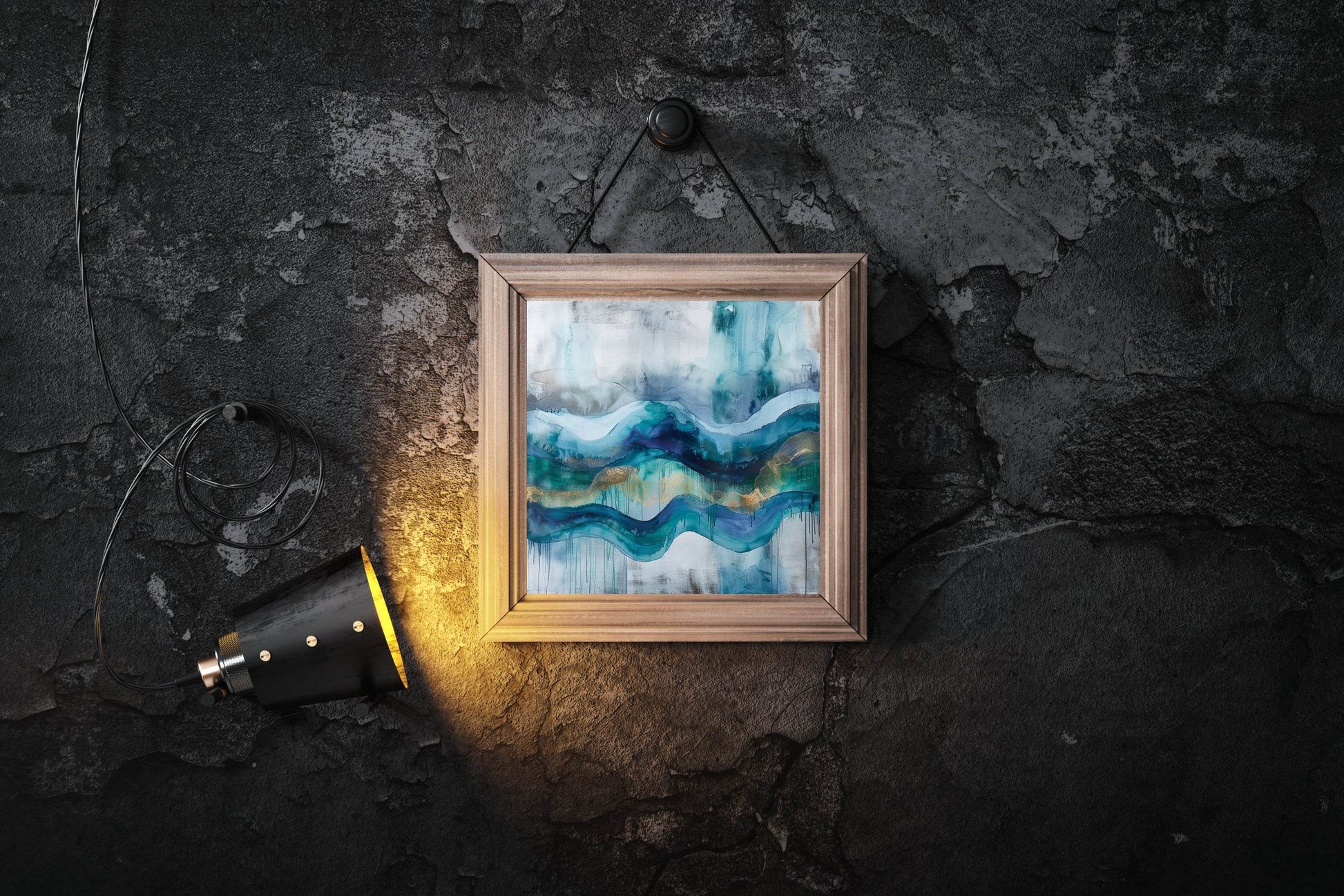 Lake with Glacier brush strokes Abstract Wall Art - beink online art store
