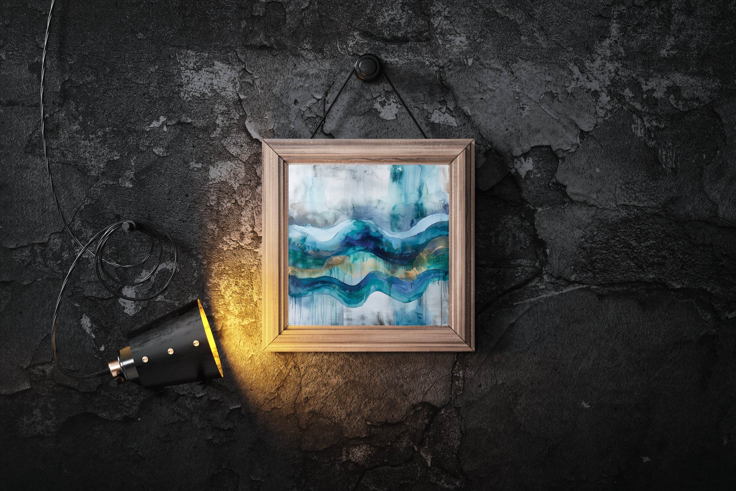 Lake with Glacier brush strokes Abstract Wall Art - beink online art store