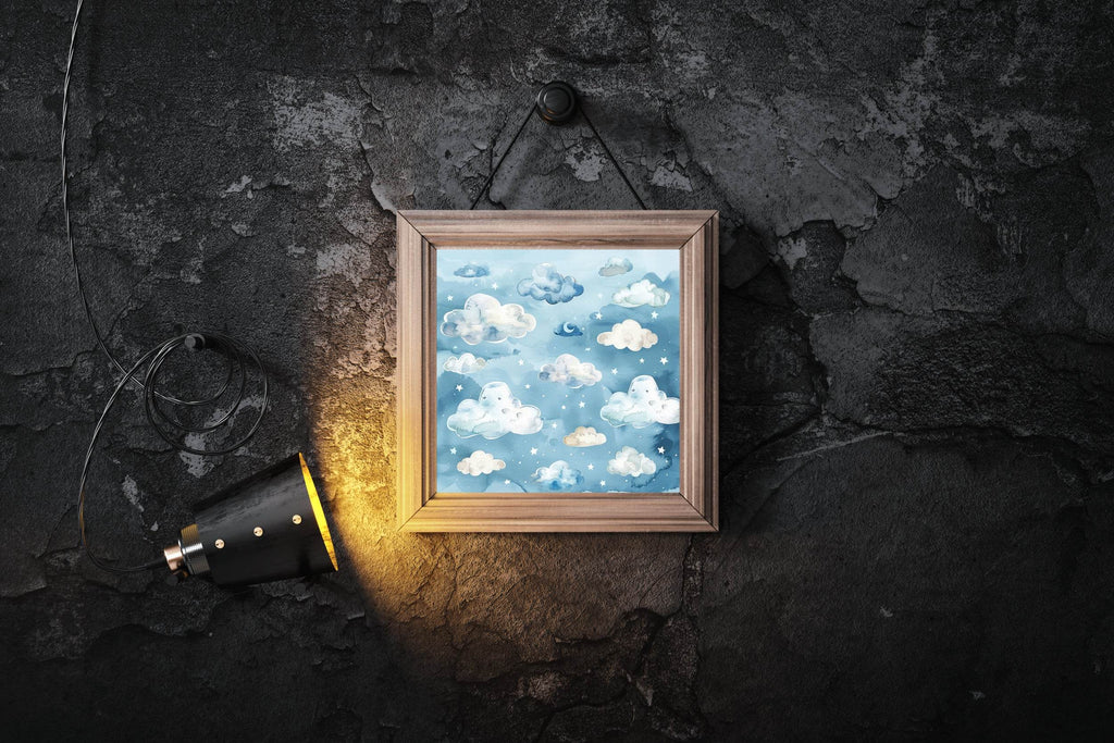 Blue Sky With Clouds and Stars Wall Art - beink online art store