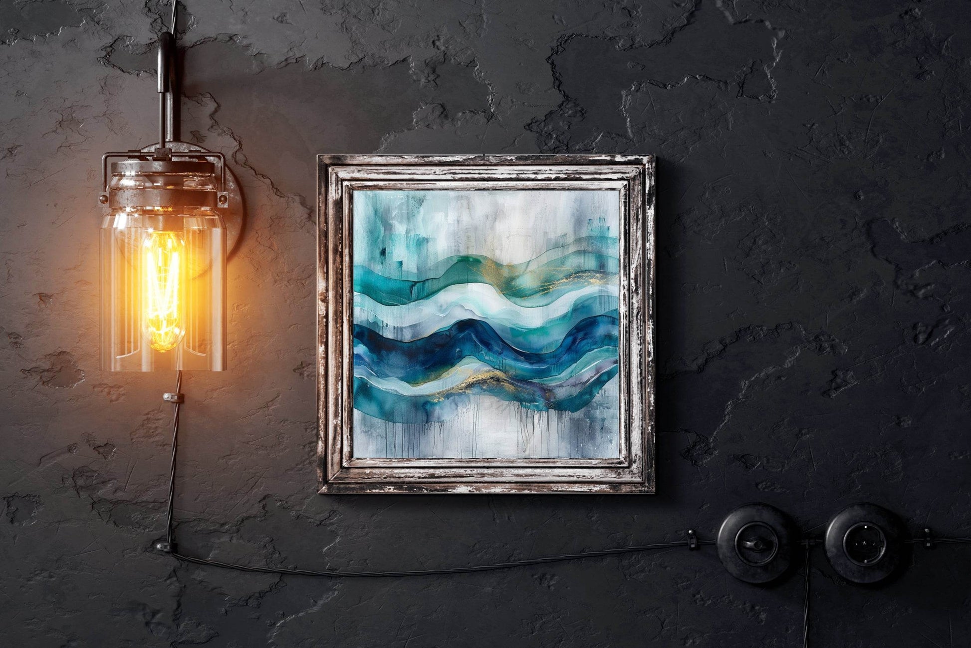 Blue Mountain Brush Strokes Abstract Wall Art - beink online art store