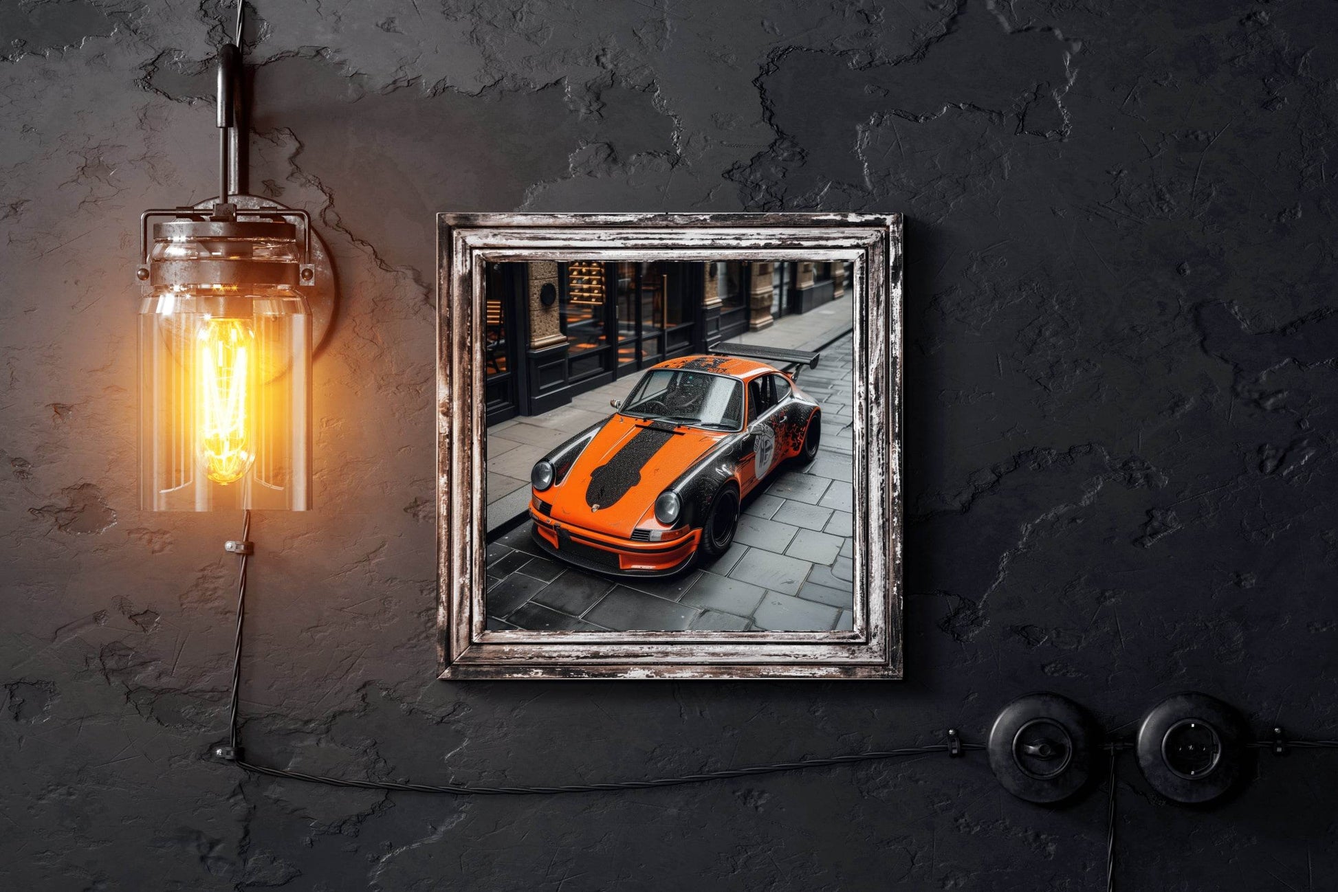 Black and Orange Porsche Wall Art - beink online art store