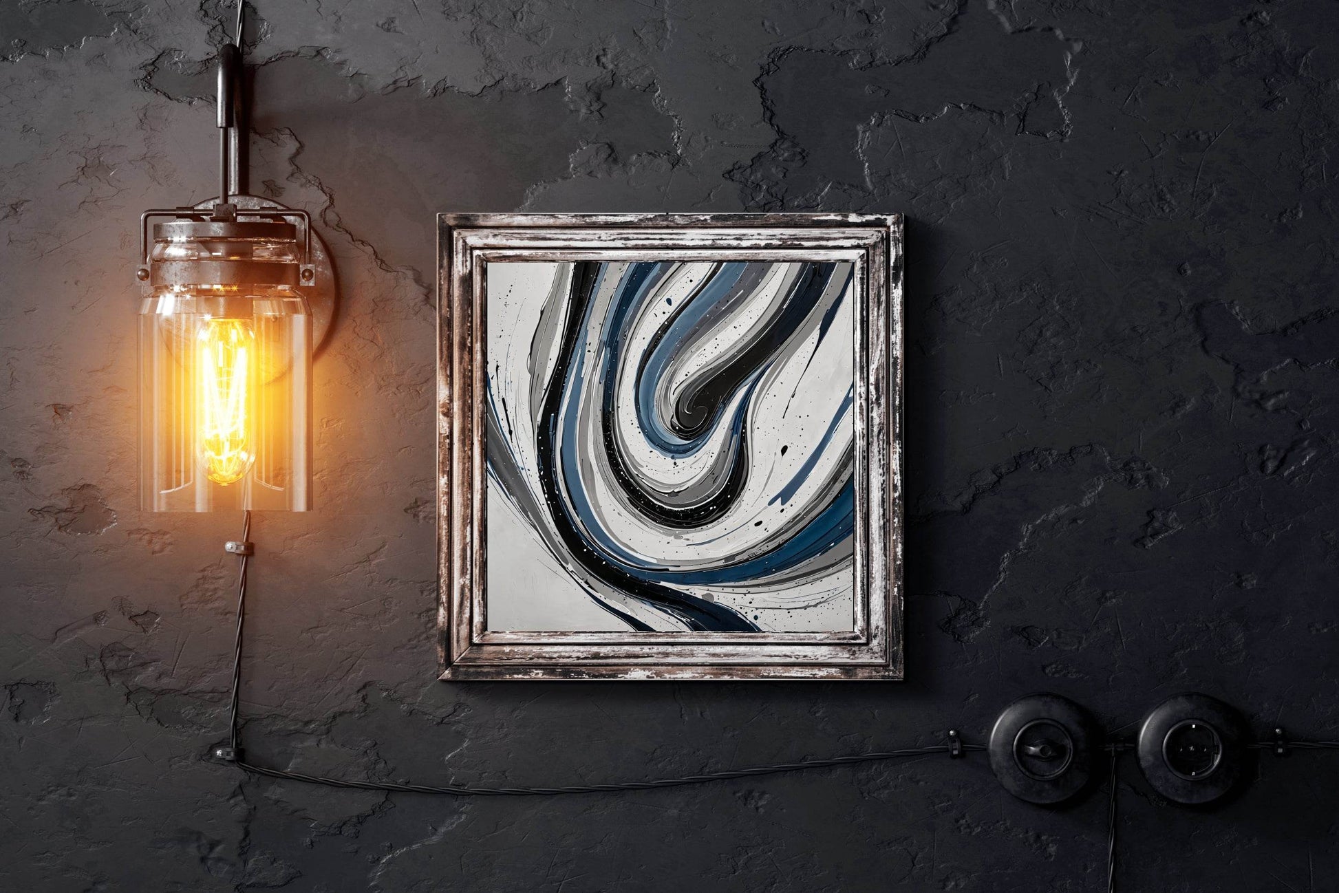 Black and White Swirl Abstract Wall Art - beink online art store