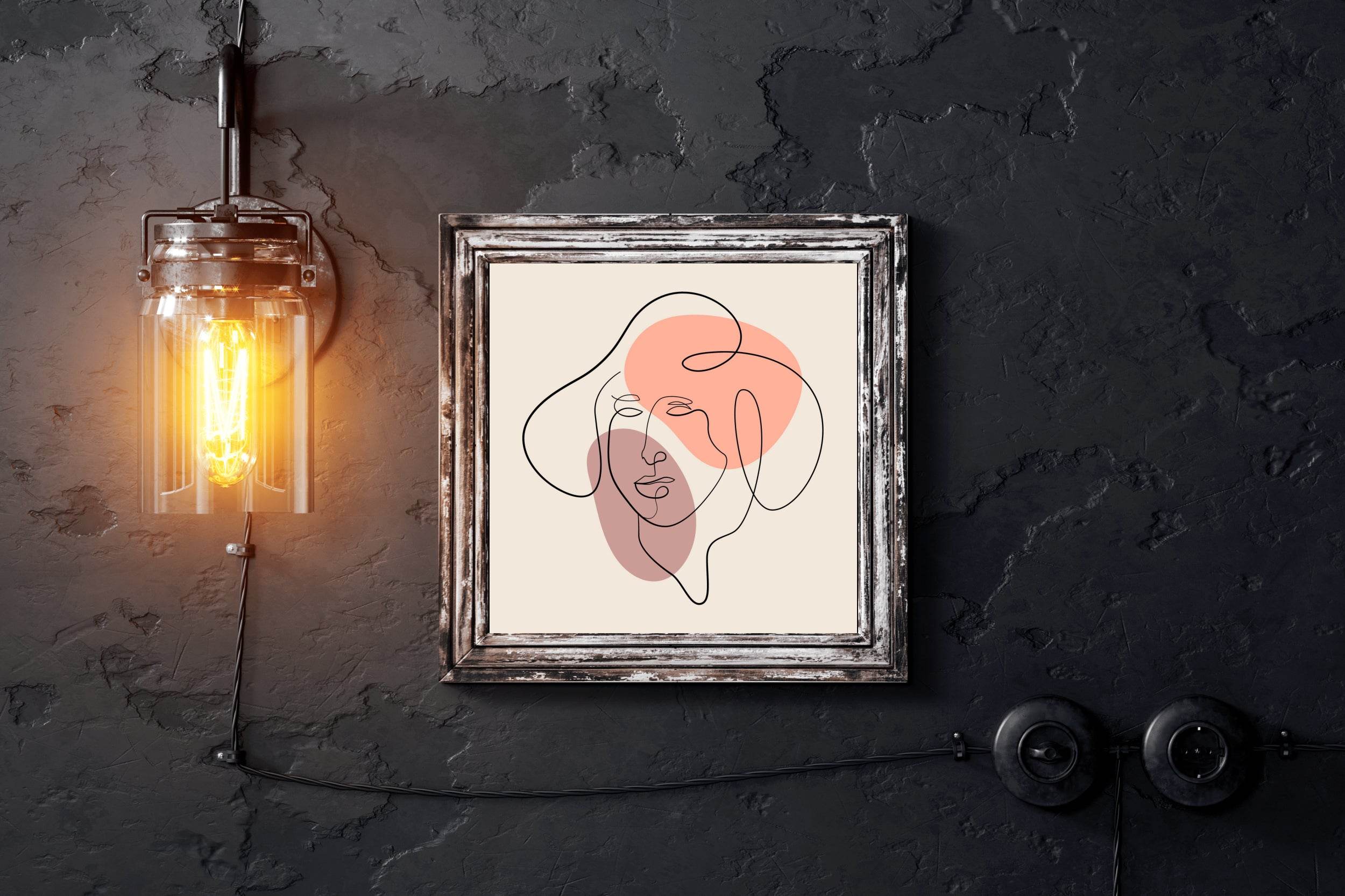 Female Face Abstract Wall Art - beink online art store
