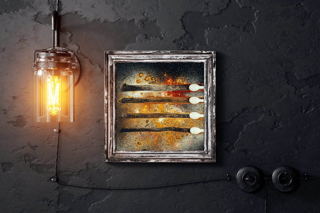 Spread Spices on Black Table Paint Abstract Wall Art - beink online art store