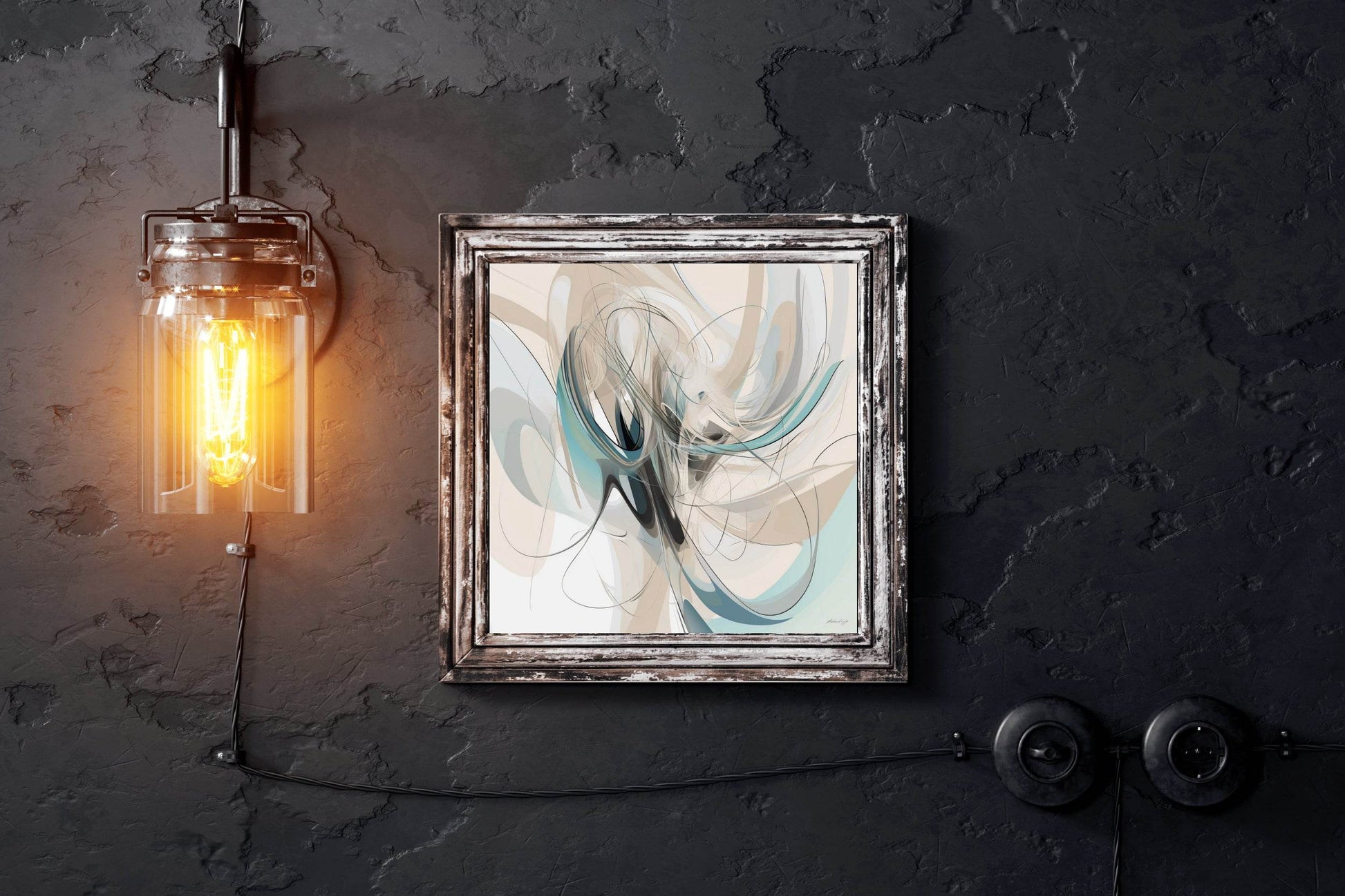 Blue and Brown Swirl Abstract Wall Art - beink online art store
