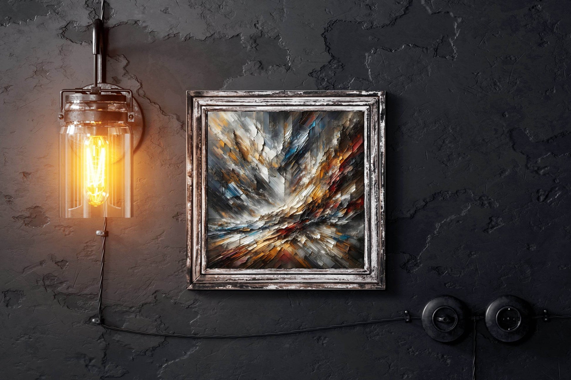 Brush Stroke Chaos on Paper Abstract Wall Art - beink online art store