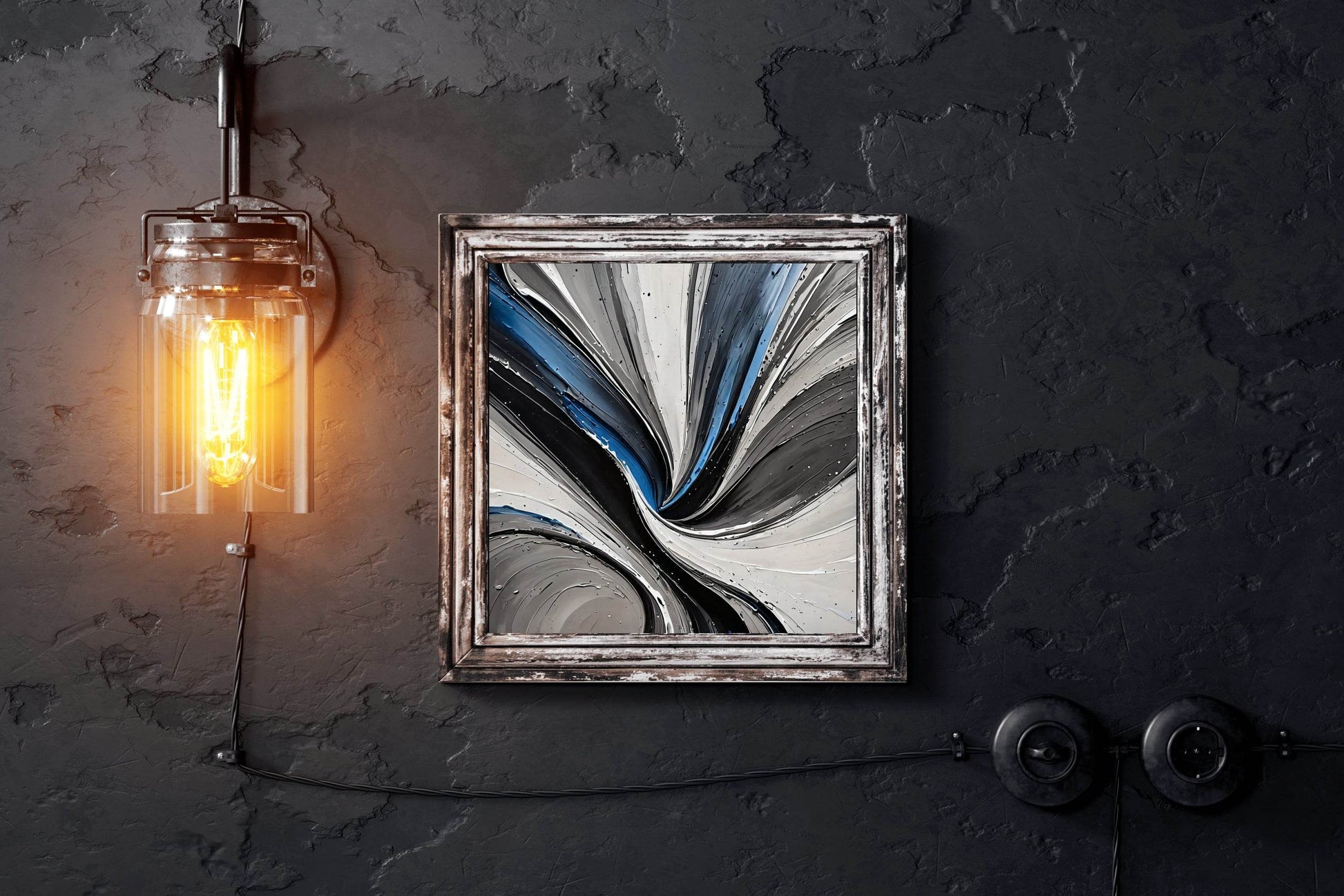 Black Paint Brush Strokes Abstract Wall Art - beink online art store