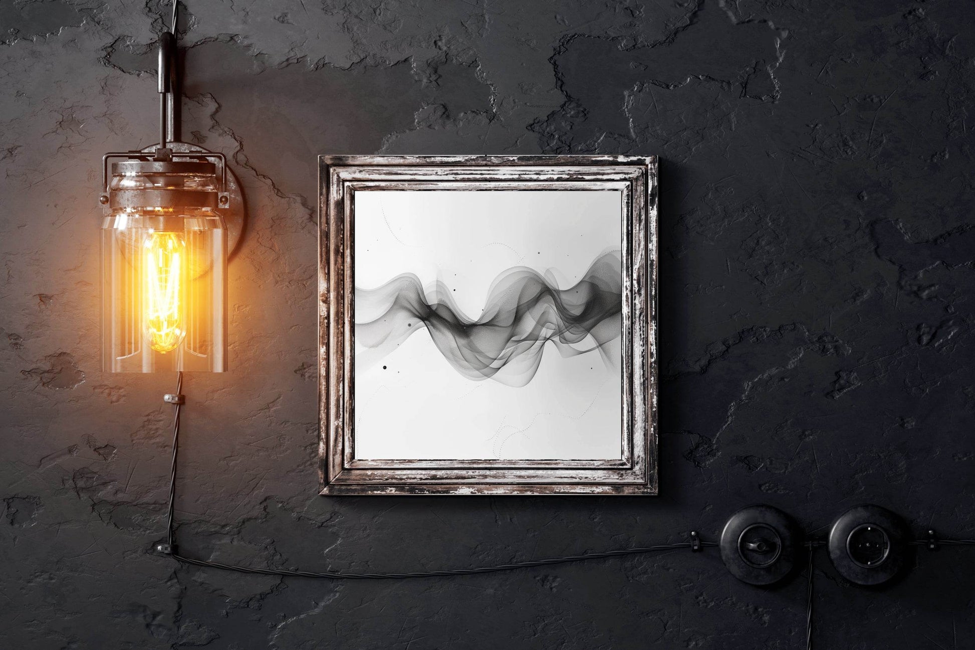 Grayscale Flow - Flowing Lines in Gray Shades Wall Art - beink online art store