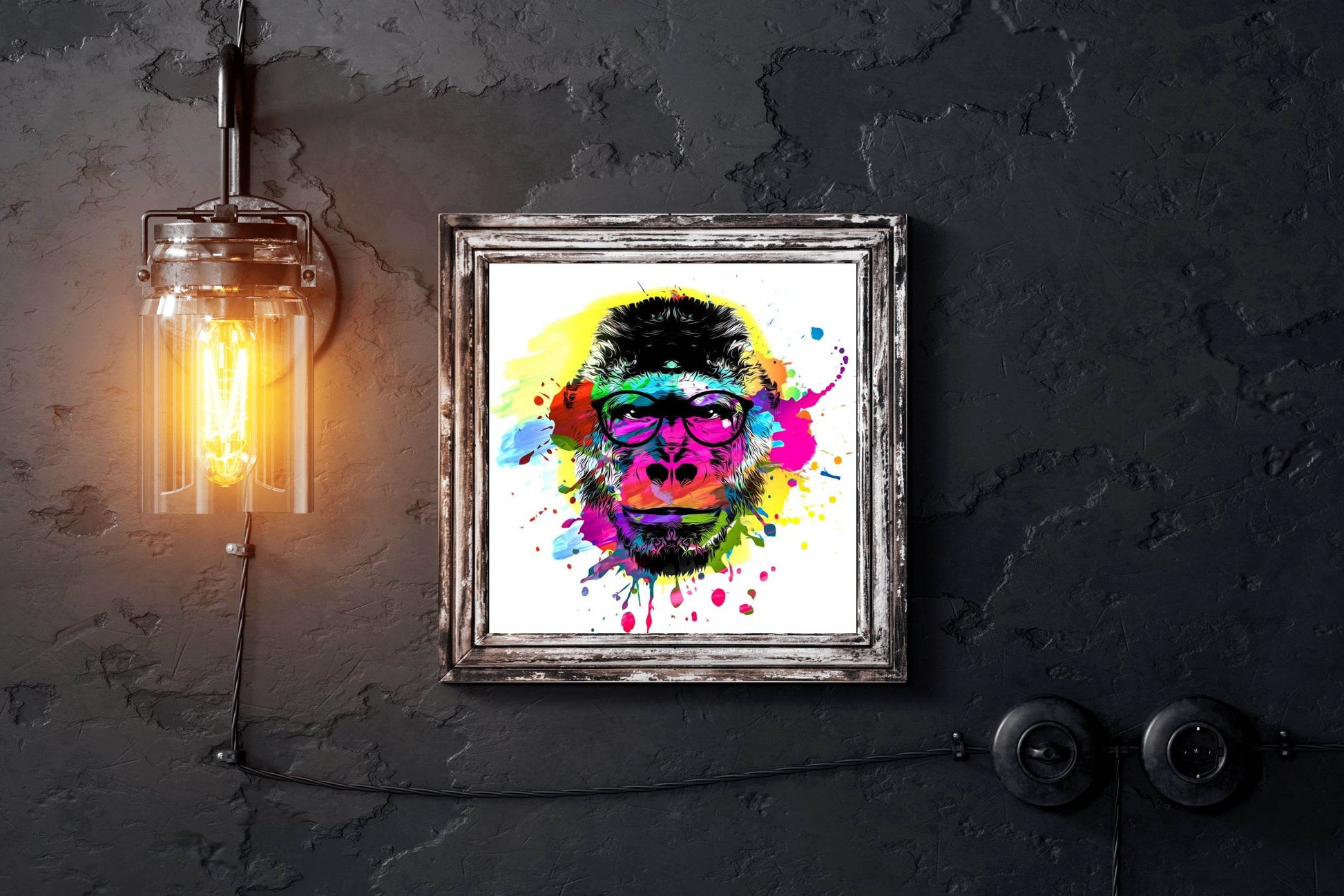 Artistic Color Monkey Muzzle in Eyeglasses - beink online art store