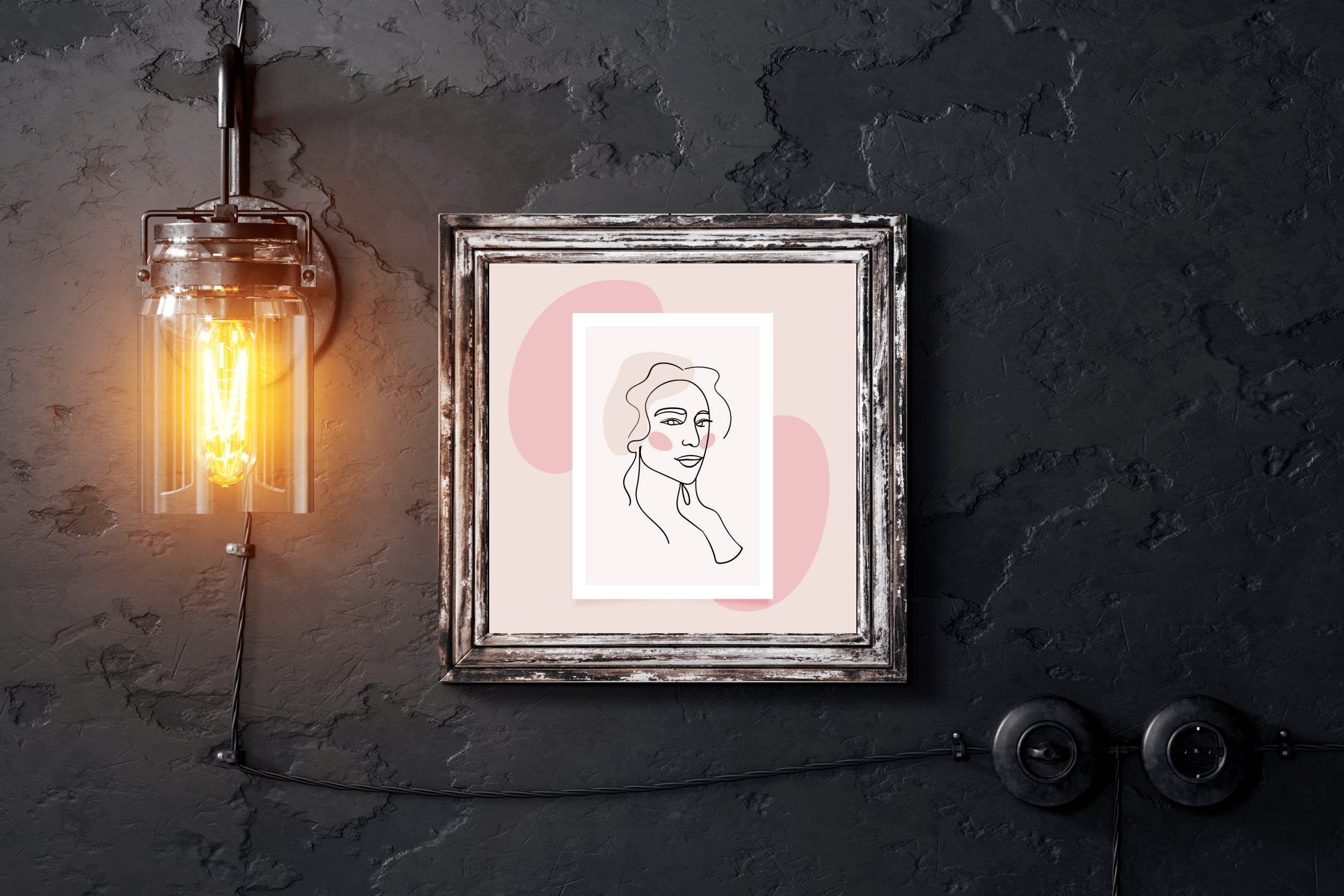 Beautiful Linear Face of Blonde Woman Wall Art - beink online art store