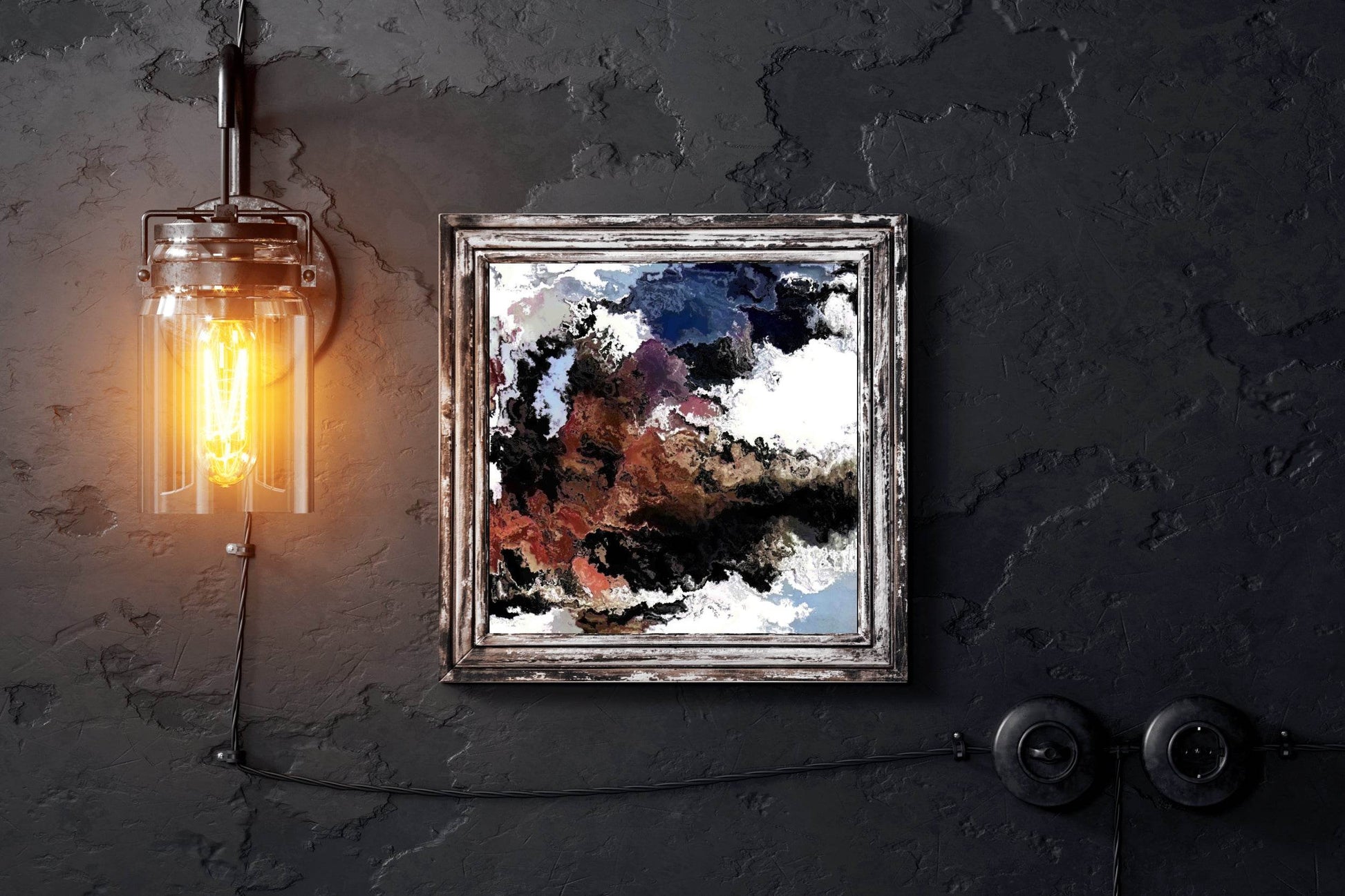Dark Color Smoky Clouds Abstract Wall Art - beink online art store