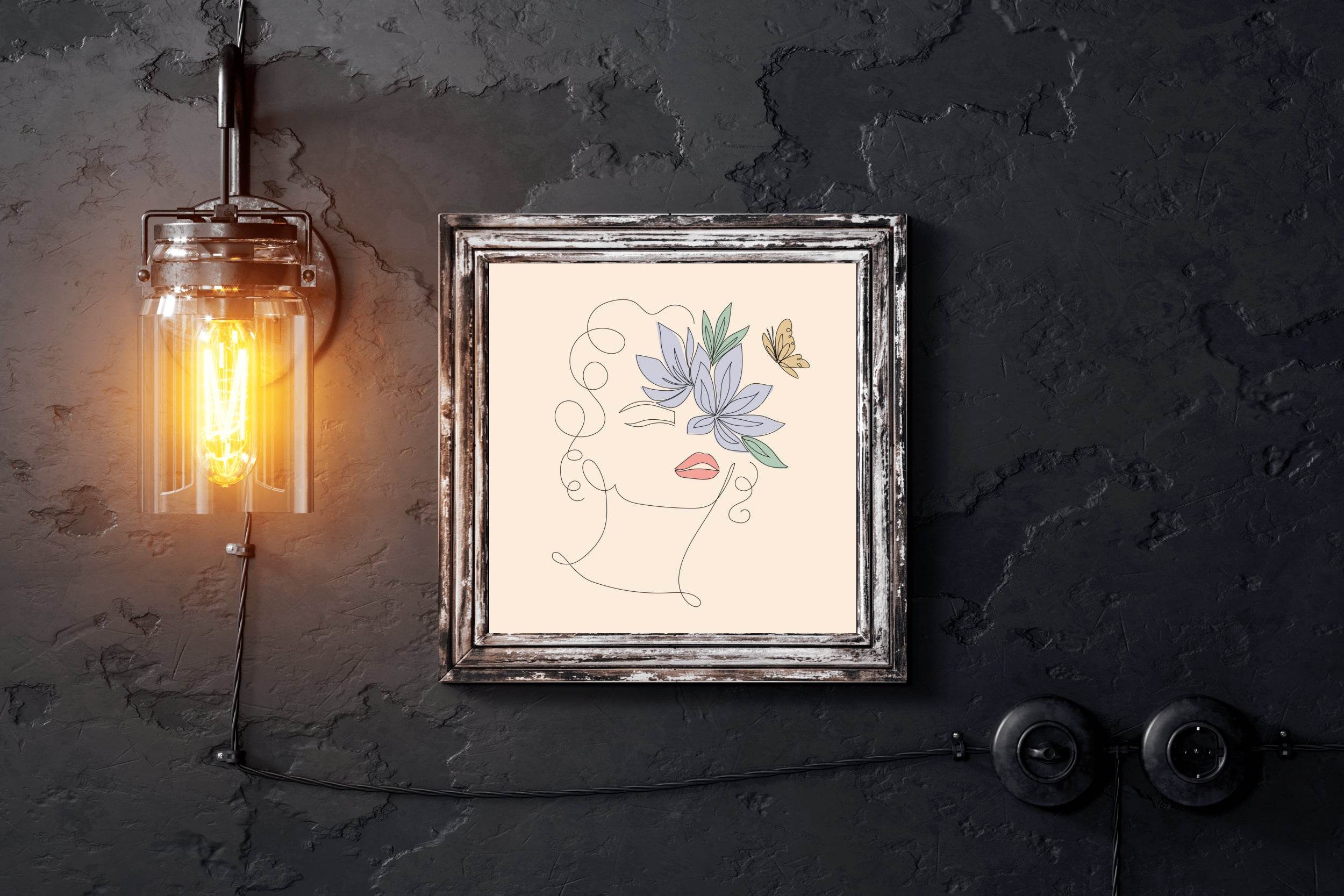 Butterfly Flower Woman Design Wall Art - beink online art store