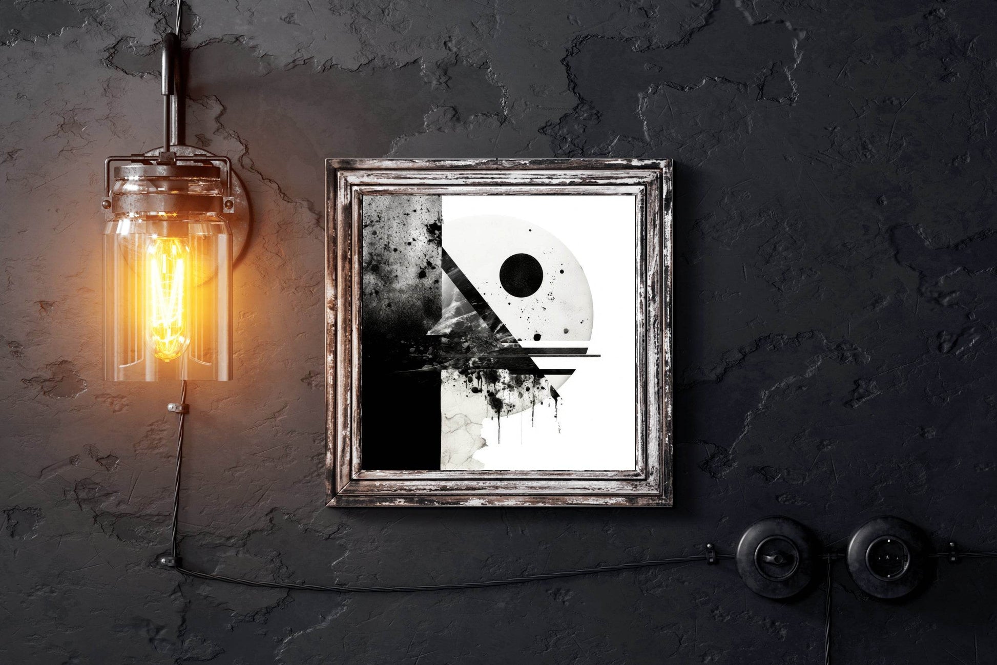 Black and White Geometric Shape Abstract Wall Art - beink online art store