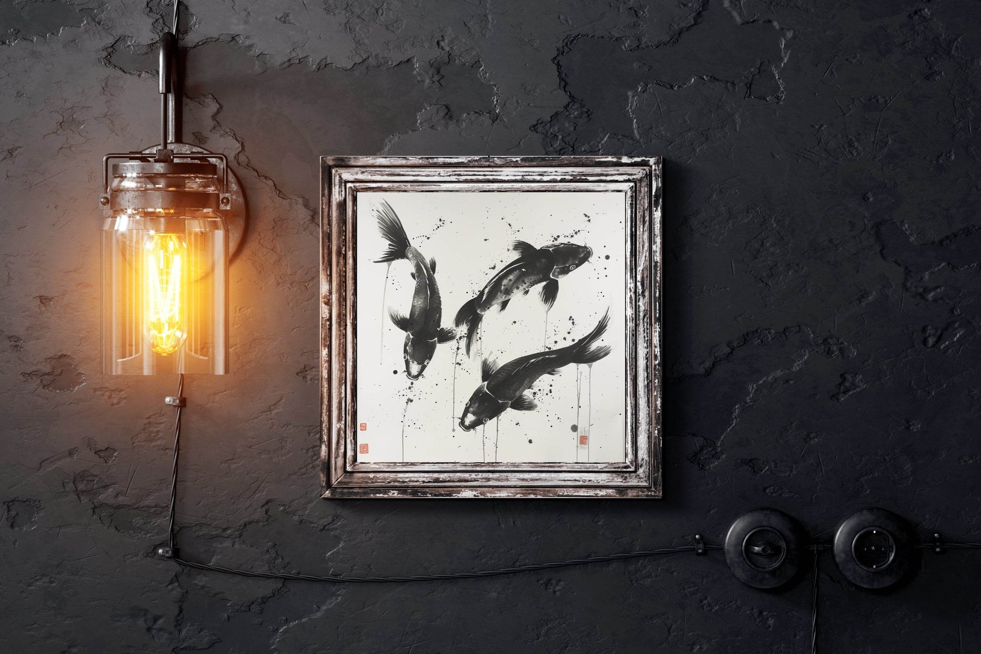 Three Koi Fish Painting Wall Art - beink online art store