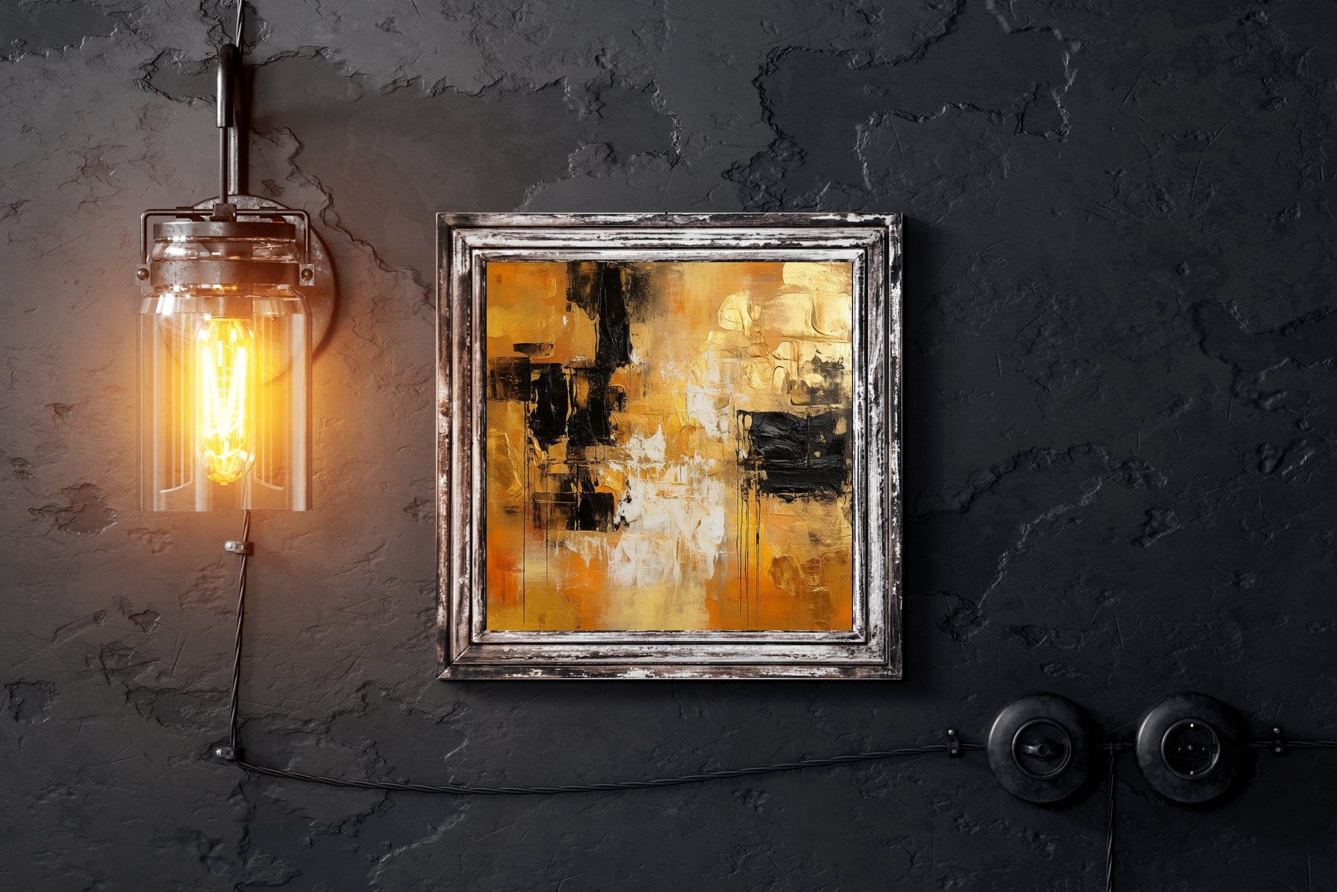 Brown and Orange Paint Brush Strokes Abstract Wall Art - beink online art store
