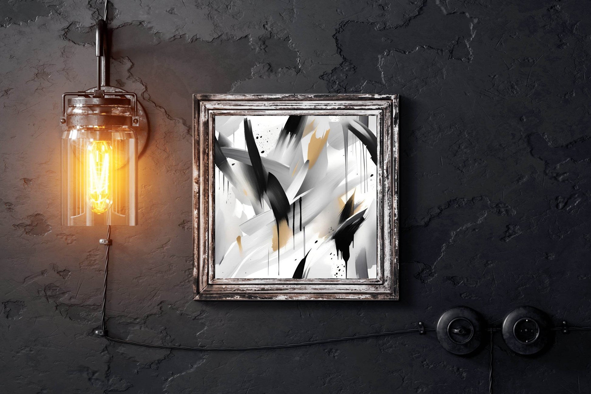 Cross Black and Grey Brush Strokes Abstract Wall Art - beink online art store