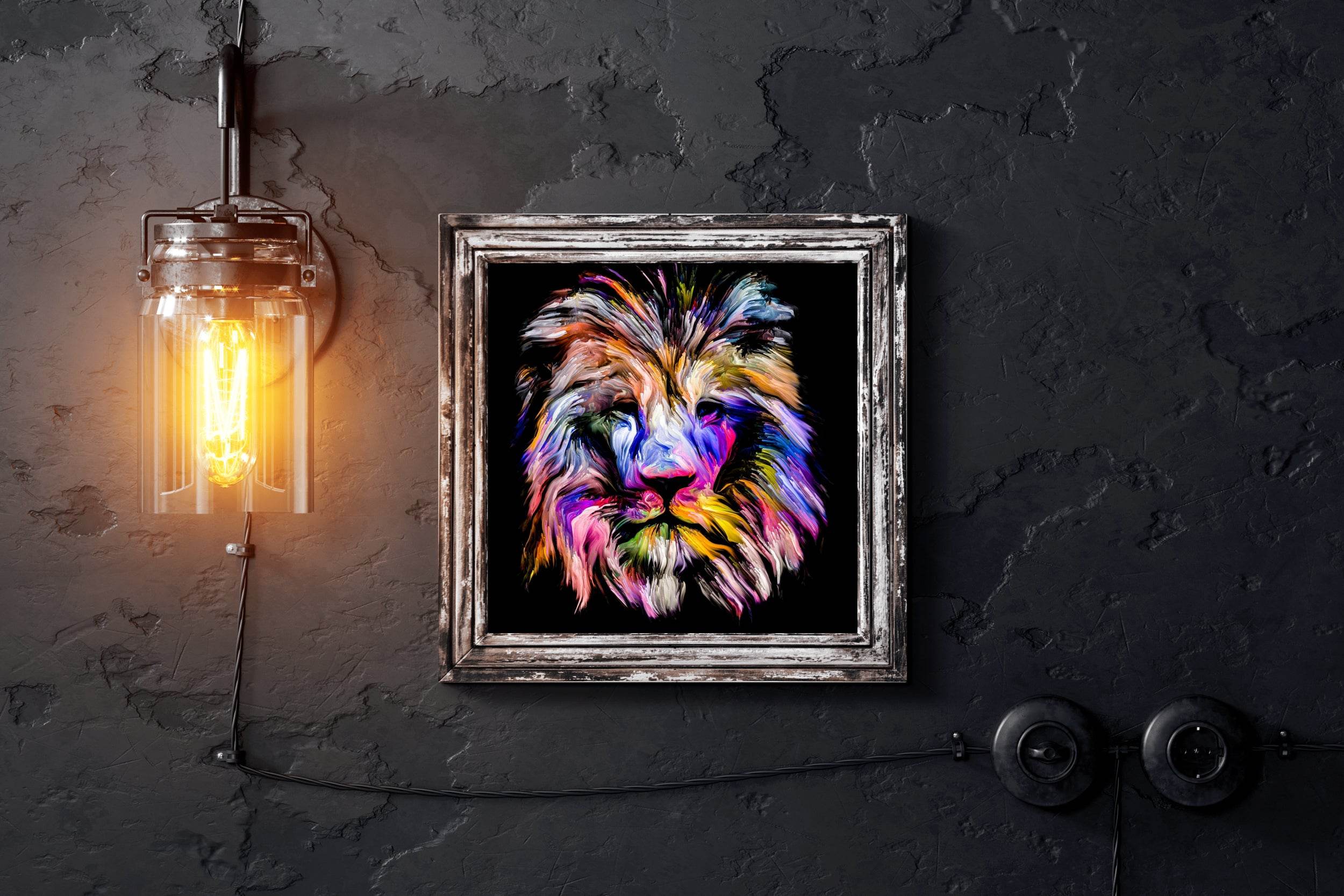 Portrait of Lion in Multicolor Paint - beink online art store