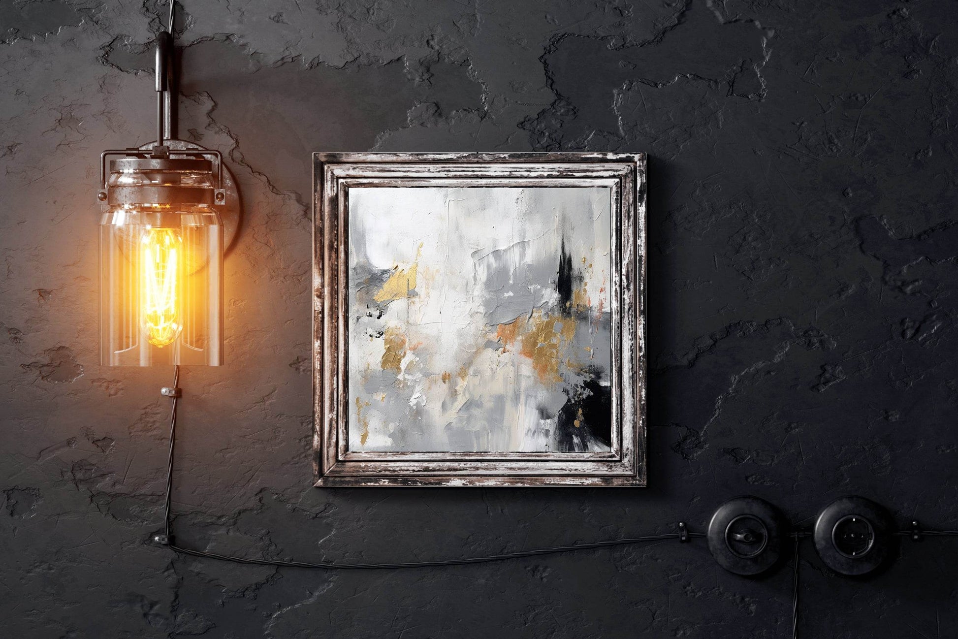 Golden Black Water Color Abstract Wall Art - beink online art store
