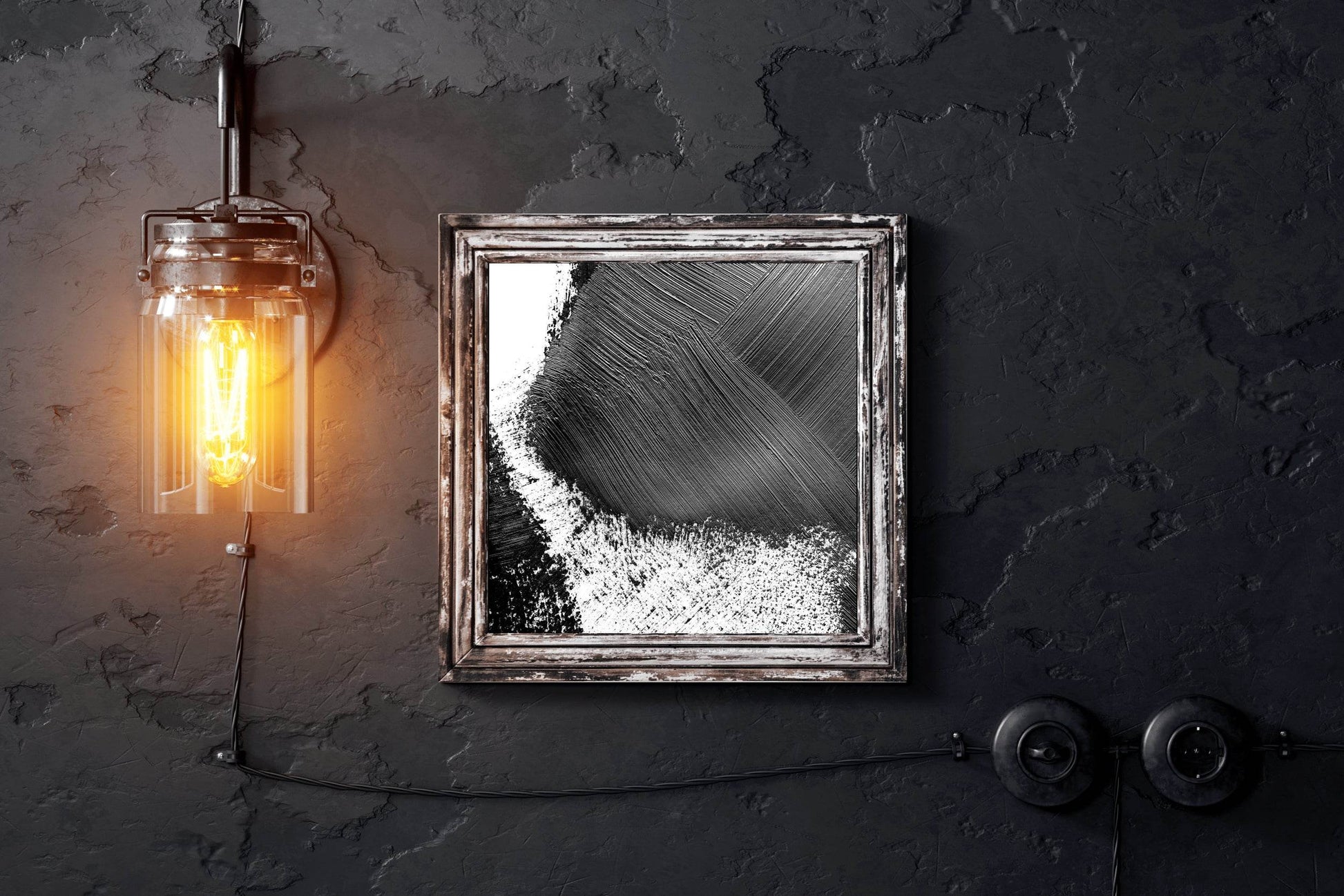 Graphite Brush Strokes Abstract Wall Art - beink online art store
