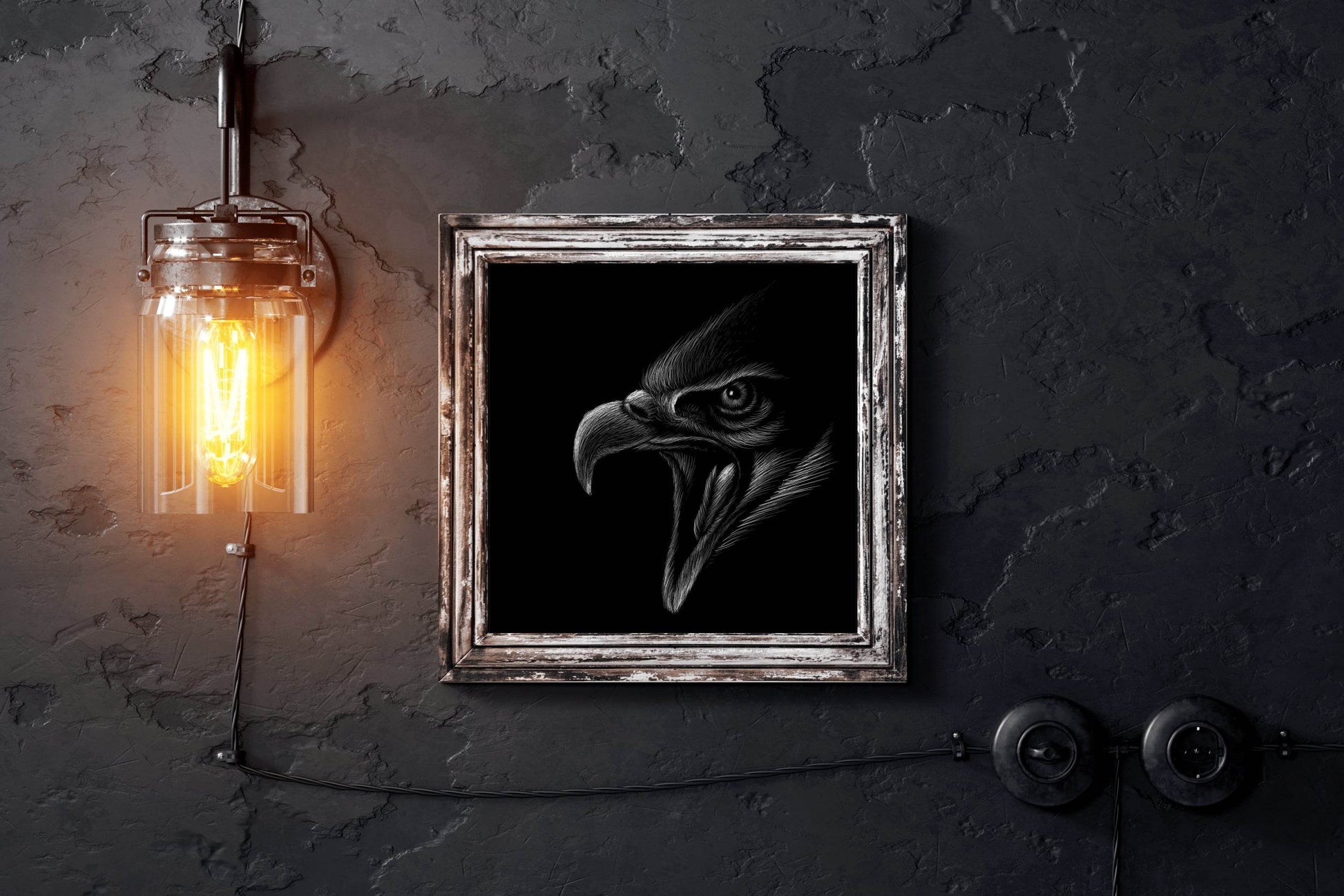 Golden Eagle Black Background Wall Art - beink online art store