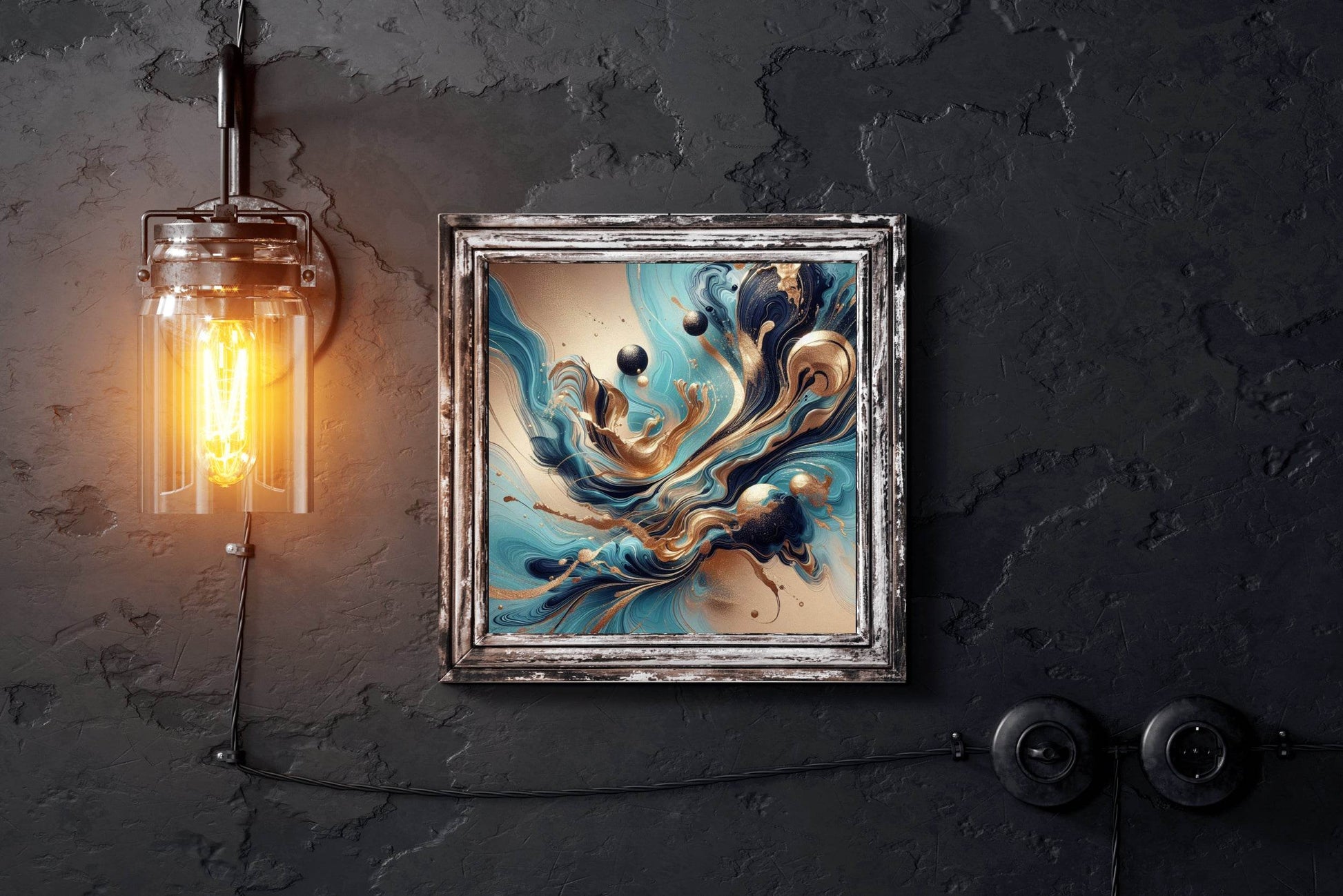 Fancy 3D Ocean Blue Abstract Wall Art - beink online art store