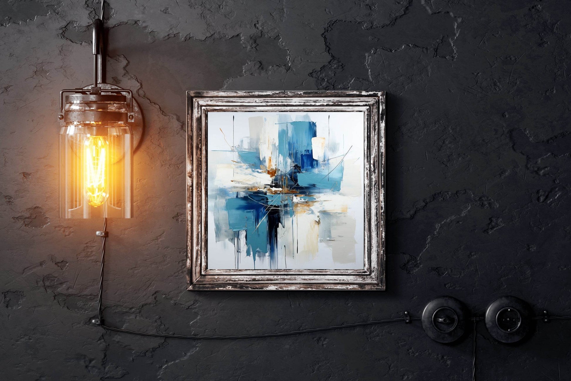 Blue and White Painting Abstract Wall Art - beink online art store