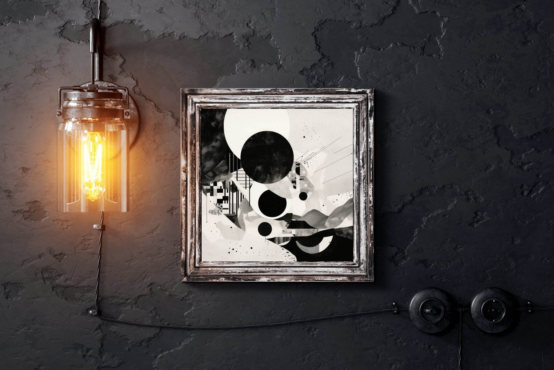 Geometric Black and White Abstract Wall Art - beink online art store