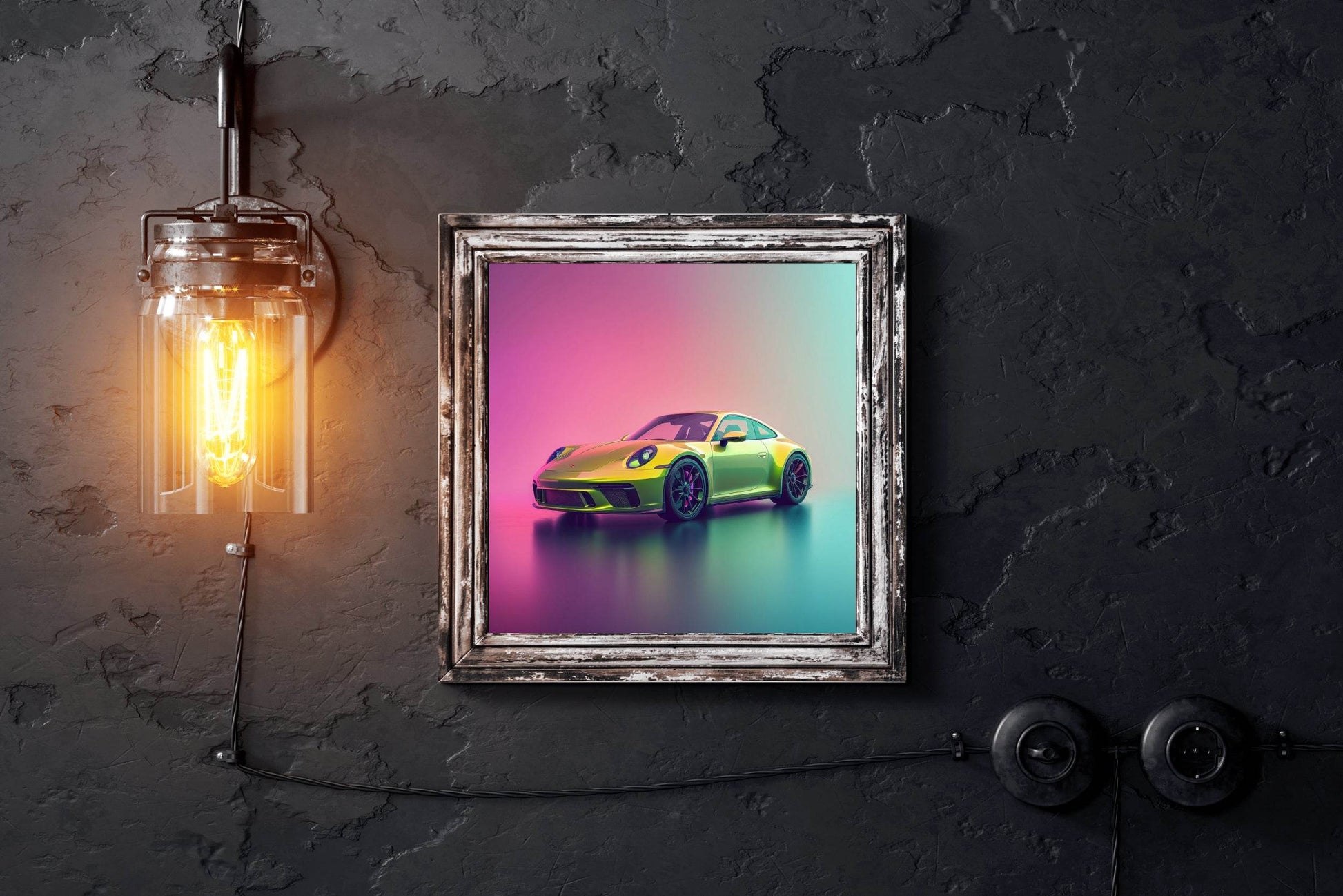 Porsche Golden Coupe Wall Art - beink online art store