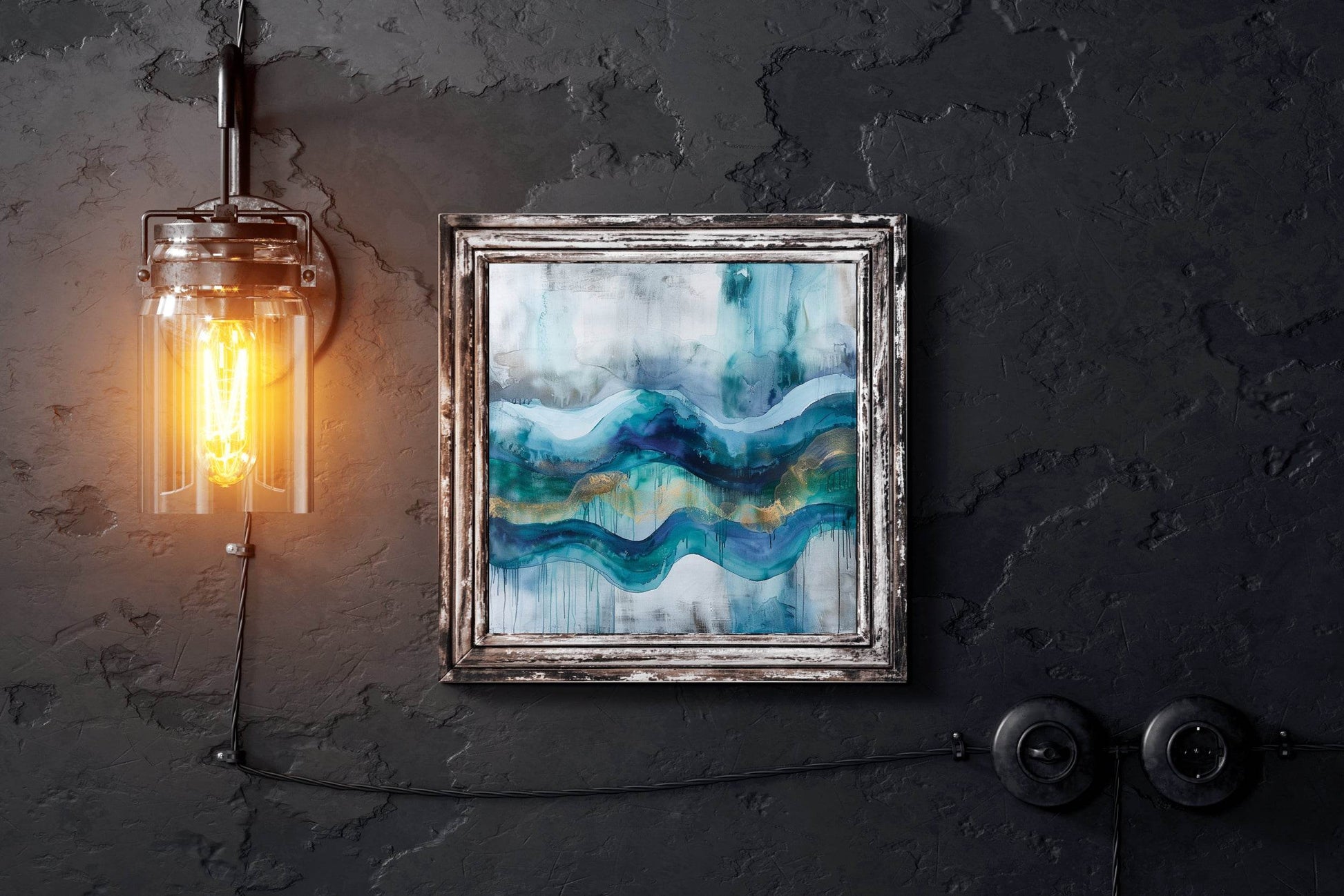 Lake with Glacier brush strokes Abstract Wall Art - beink online art store