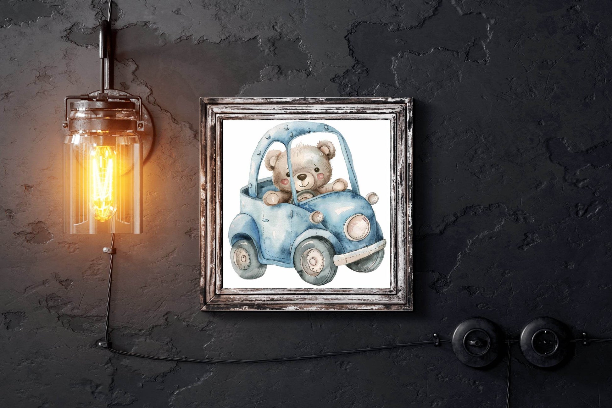 Teddy Bear Driving a Car Wall Art - beink online art store
