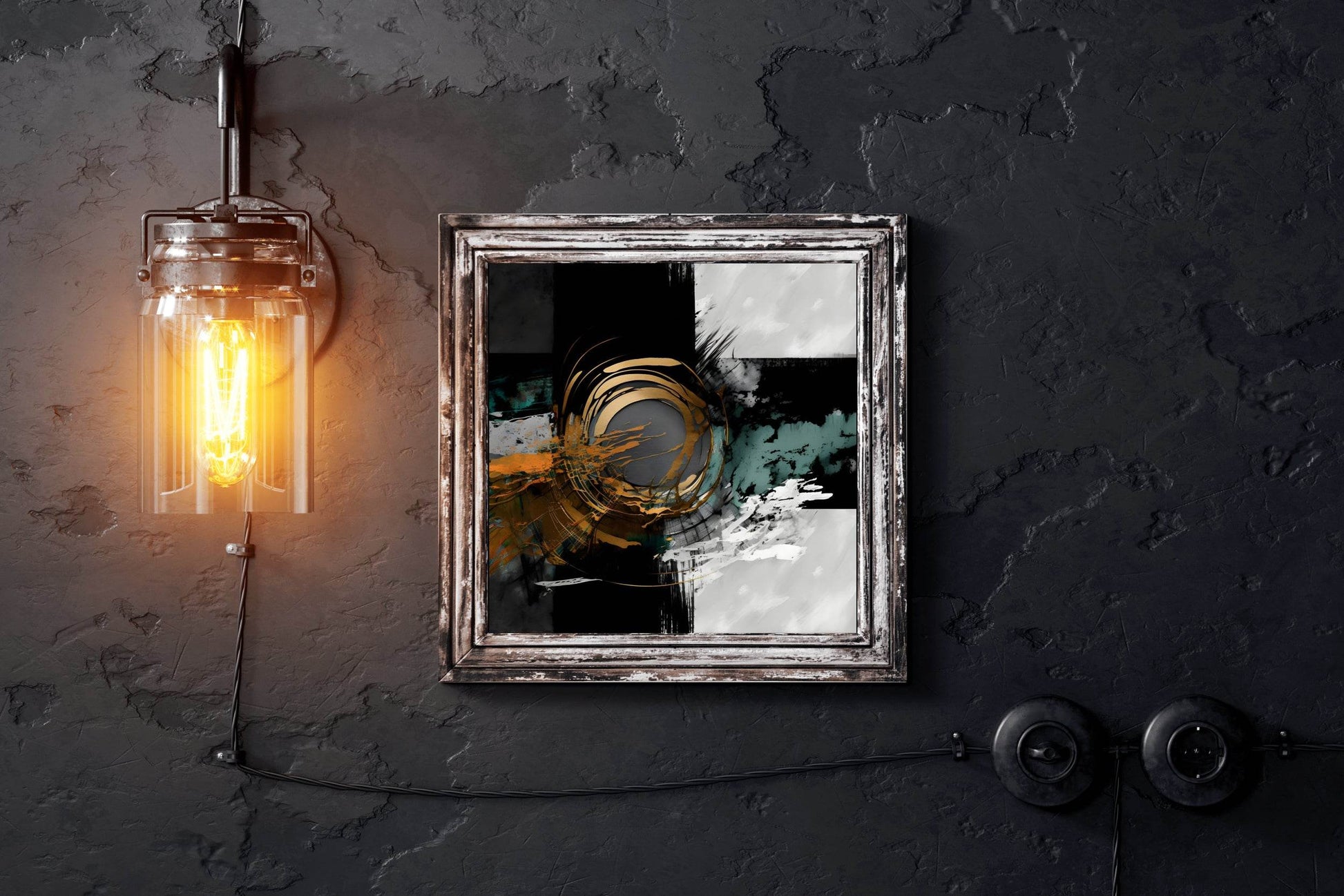 Round Strokes With Square Background Abstract Wall Art - beink online art store