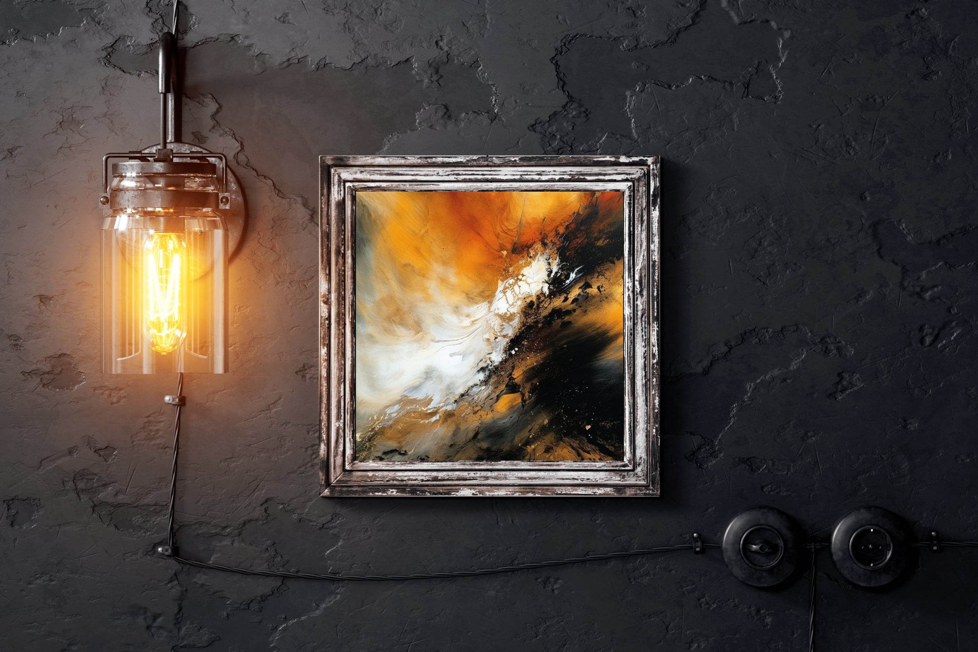 Orange and Black Background Abstract Wall Art - beink online art store