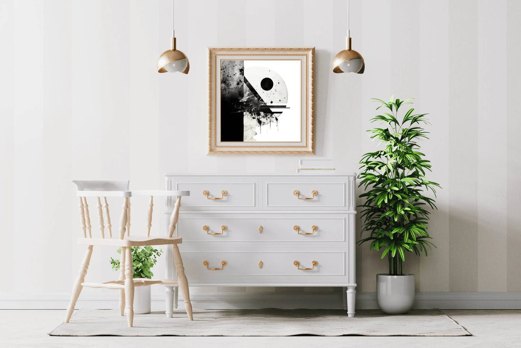 Black and White Geometric Shape Abstract Wall Art - beink online art store