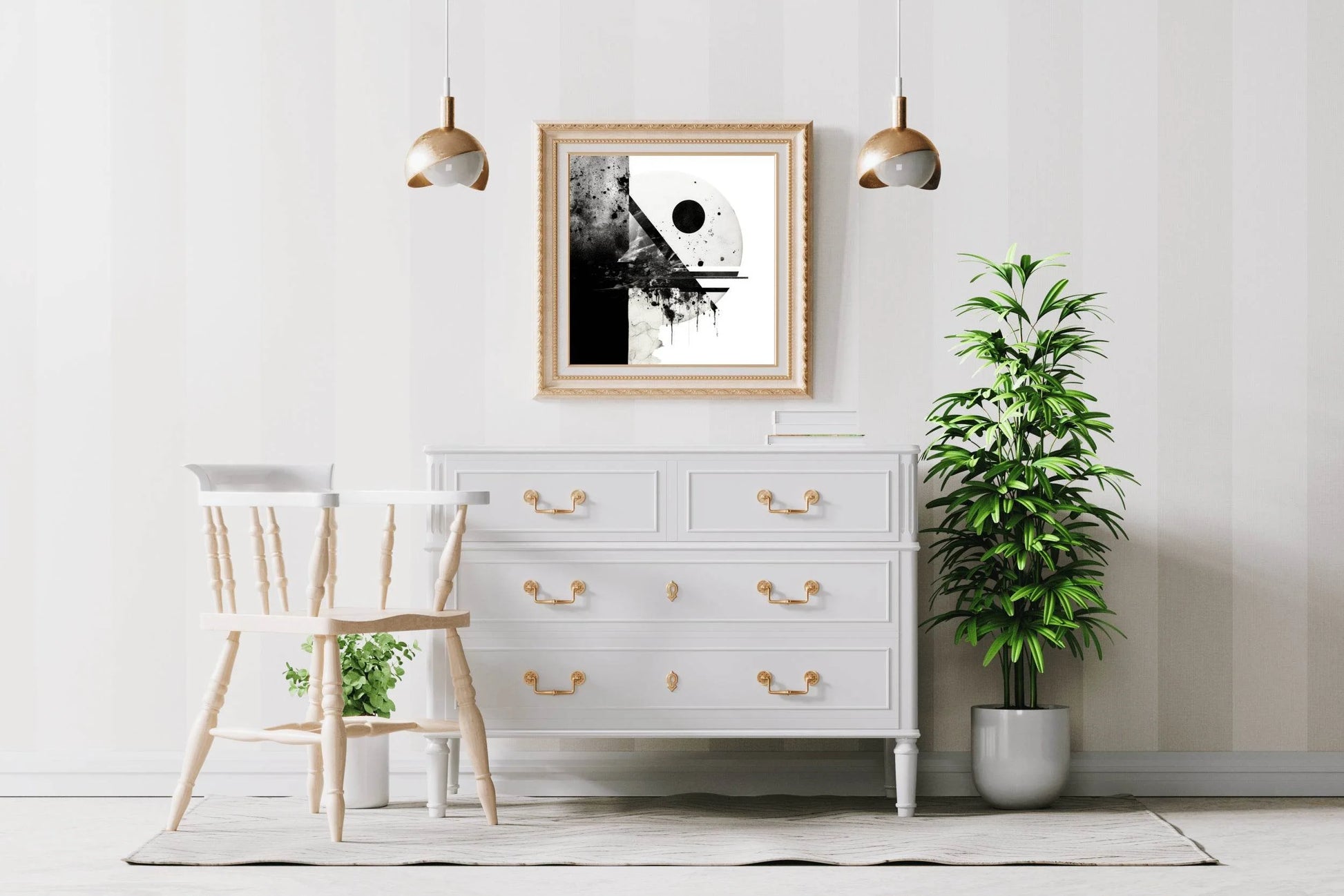 Black and White Geometric Shape Abstract Wall Art - beink online art store