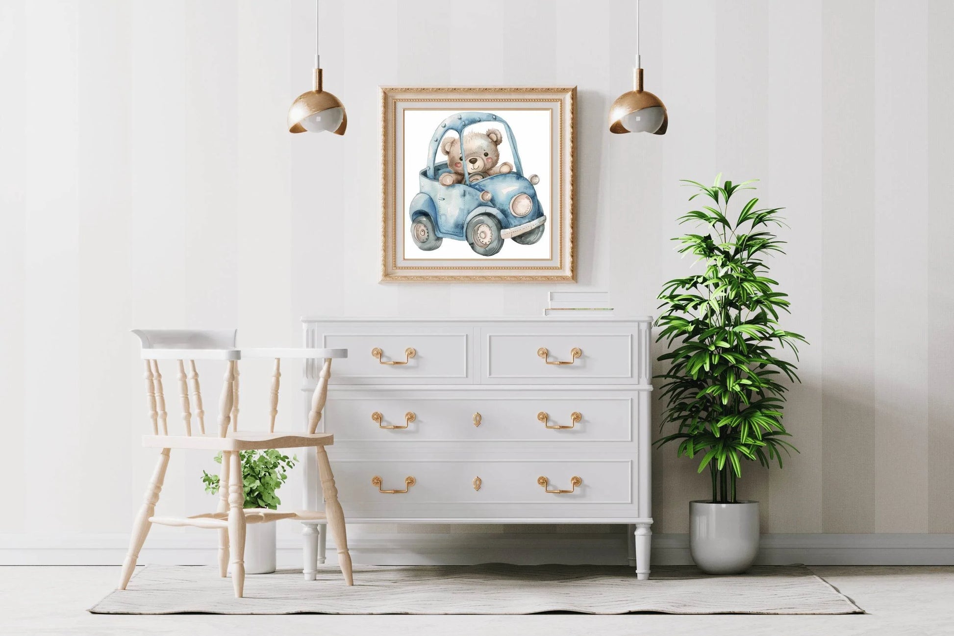 Teddy Bear Driving a Car Wall Art - beink online art store